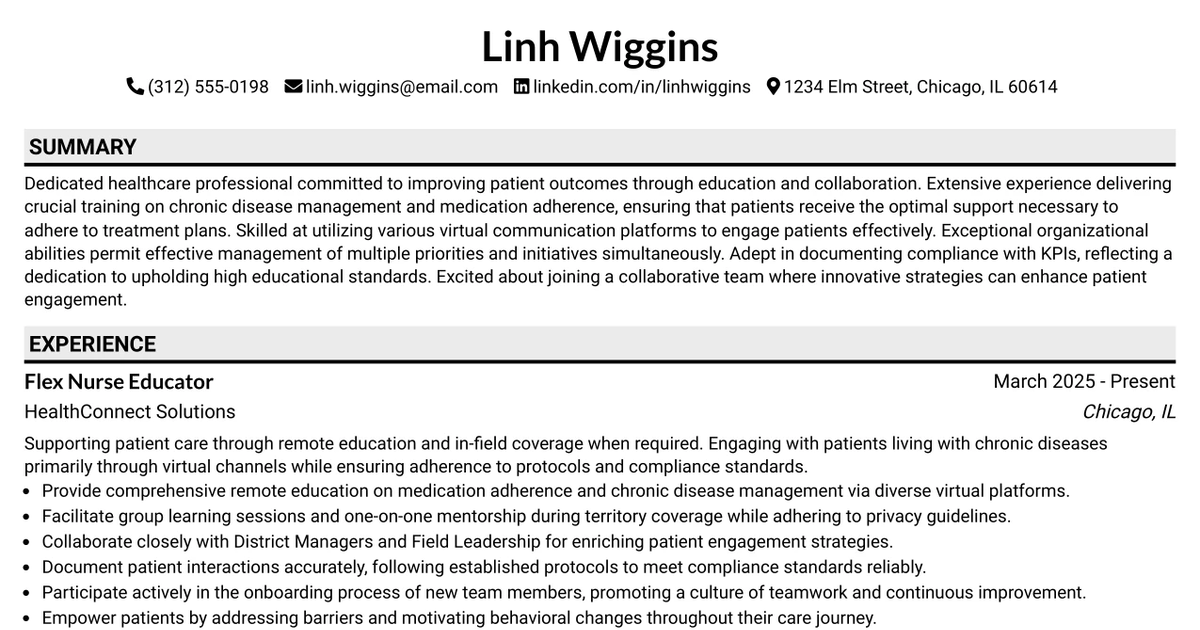 33 Flex Nurse Educator Resume Templates with Example 2026 (ATS-Optimized)