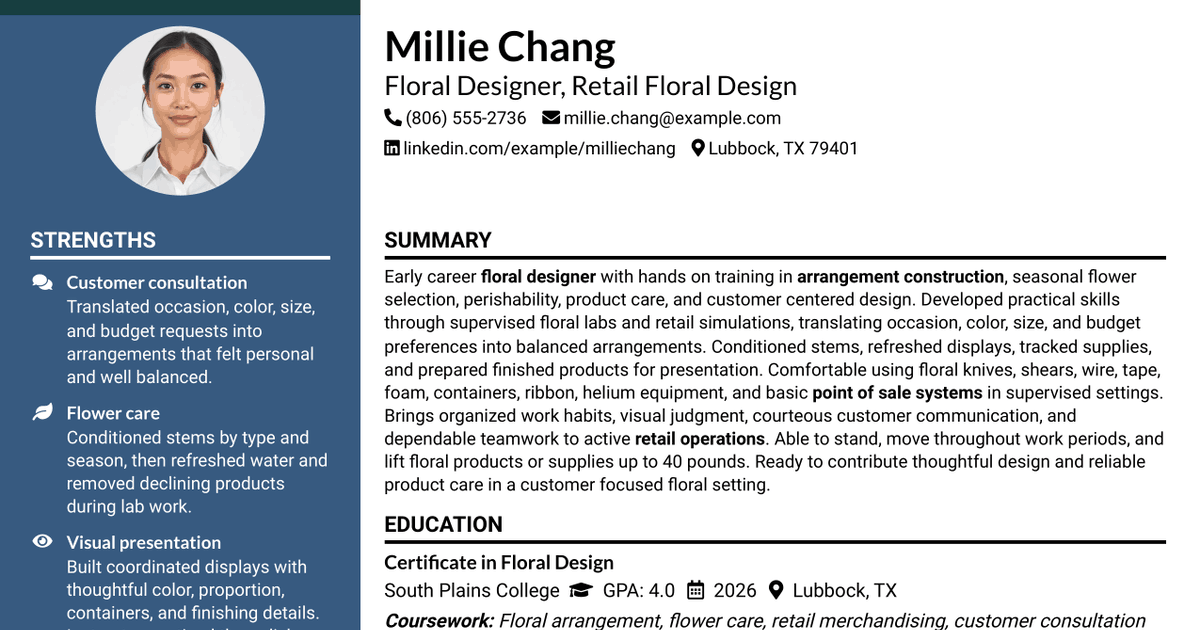 7 Floral Designer Resume Templates with Example