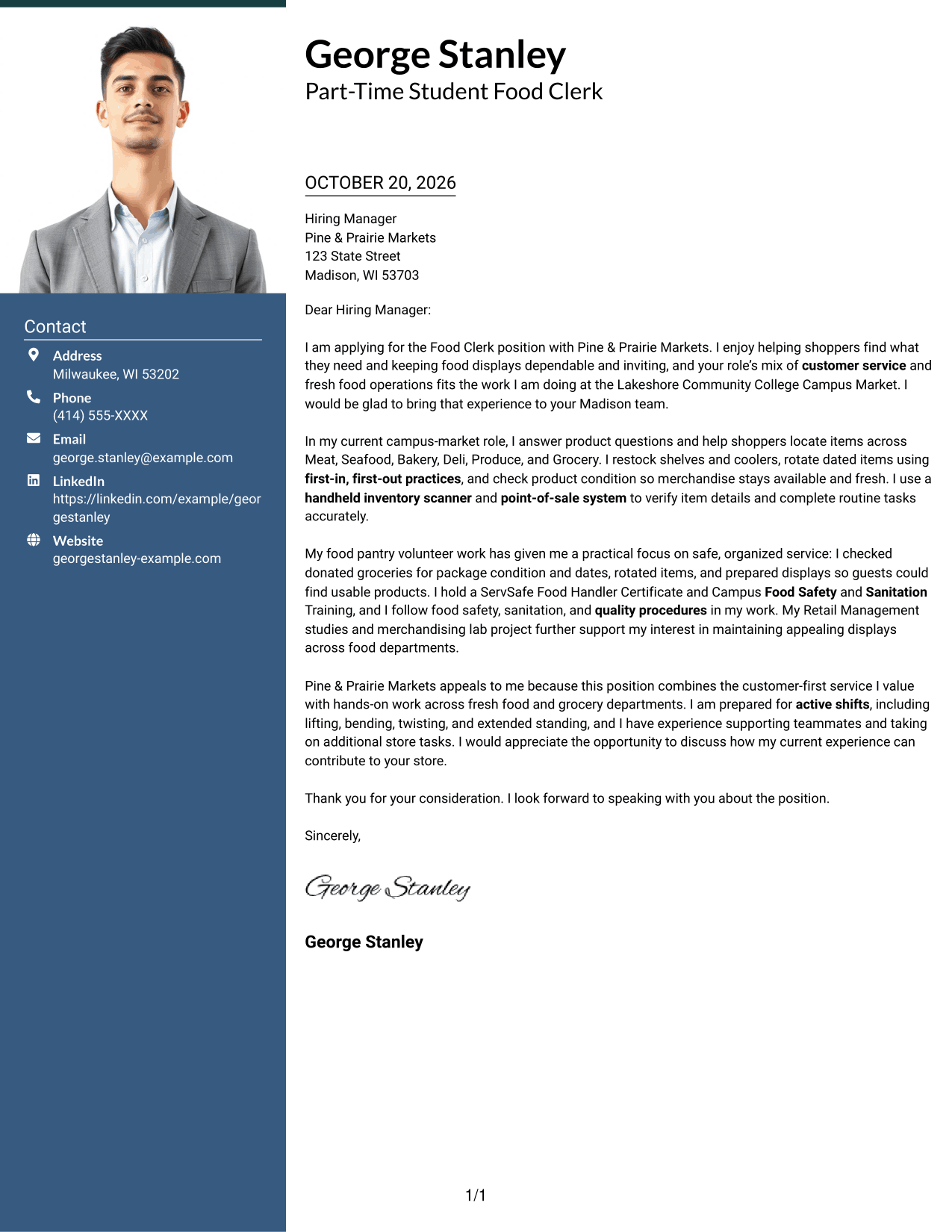 Cover letter example — page 1