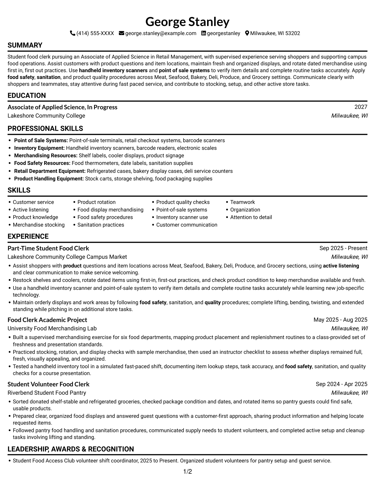 Resume example — page 1