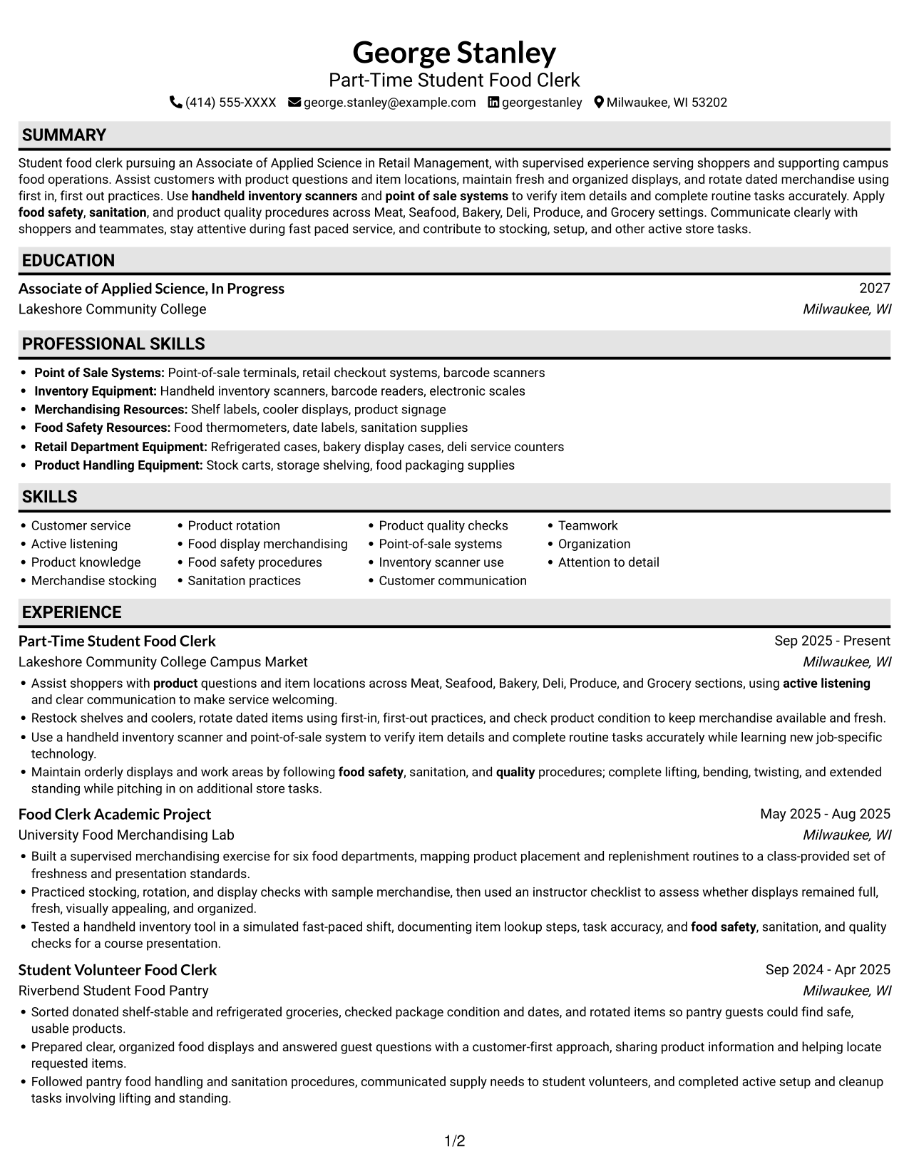 Resume example — page 1
