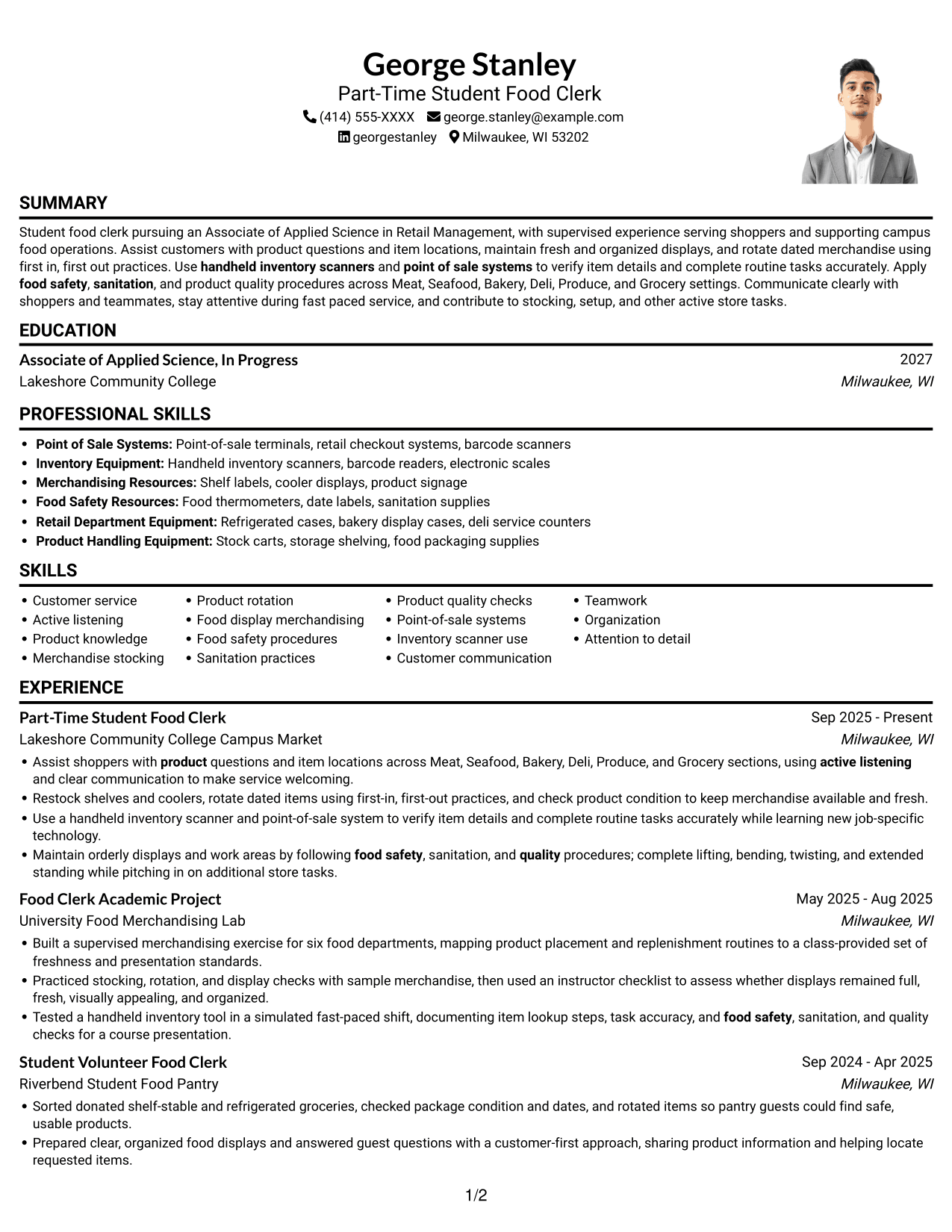 Resume example — page 1