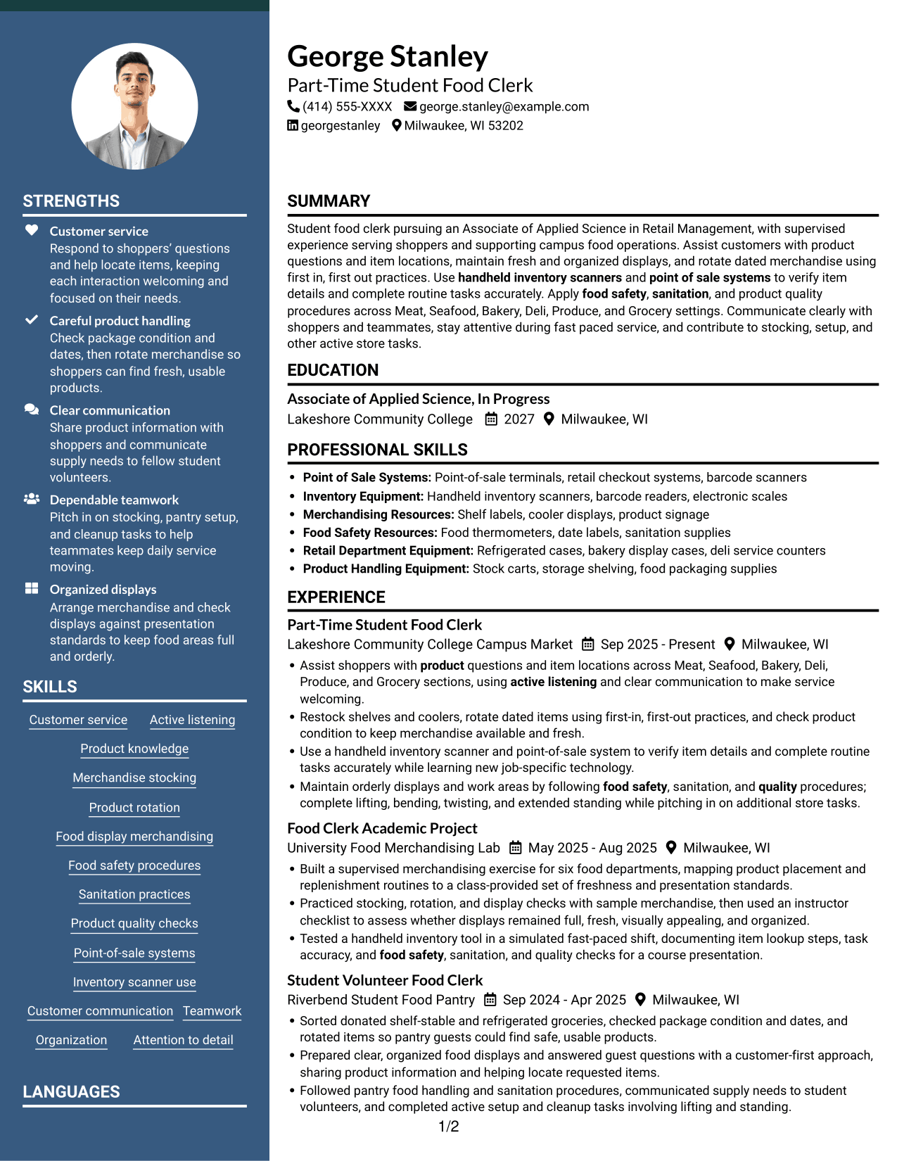 Resume example — page 1