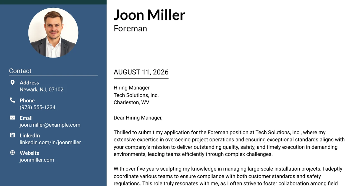 30+ Foreman Cover Letter Templates with Example 2026