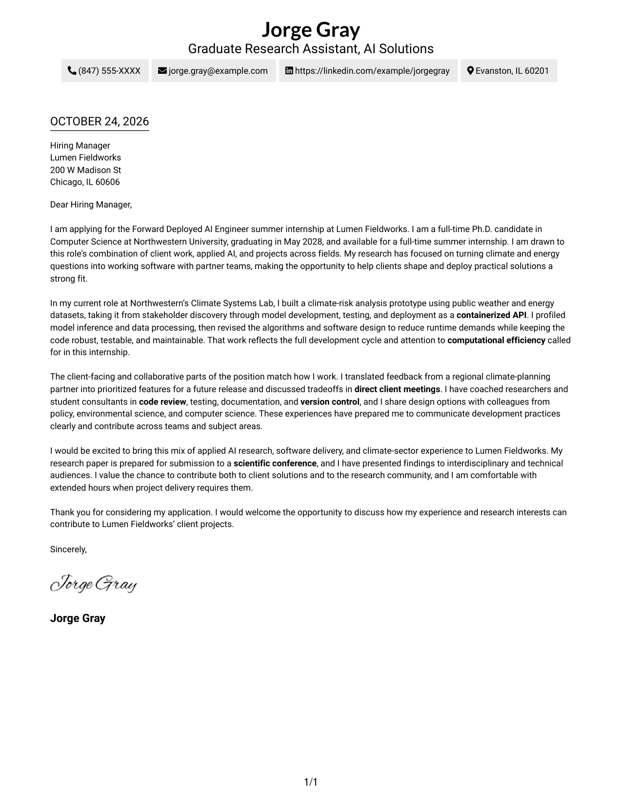 Cover letter example — page 1