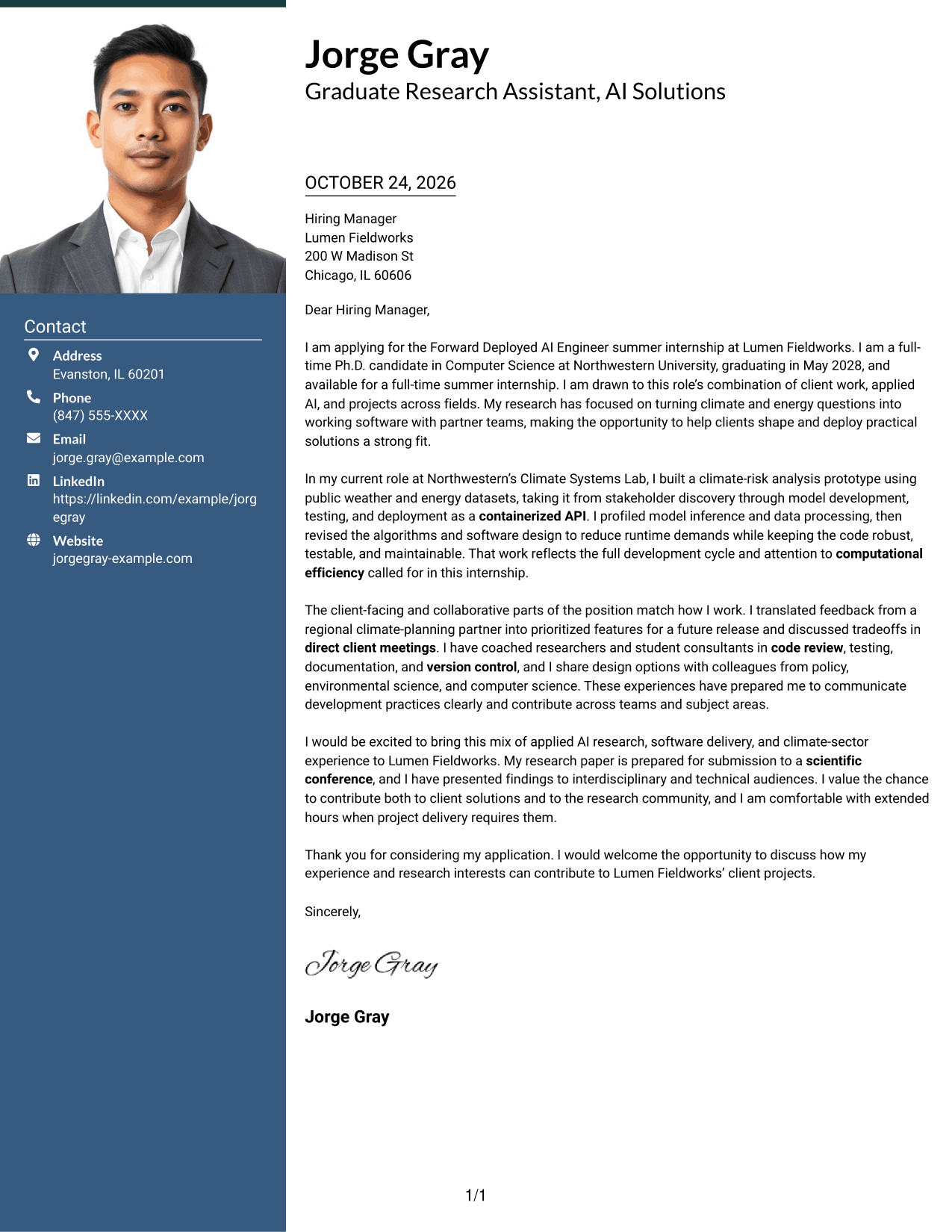 Cover letter example — page 1