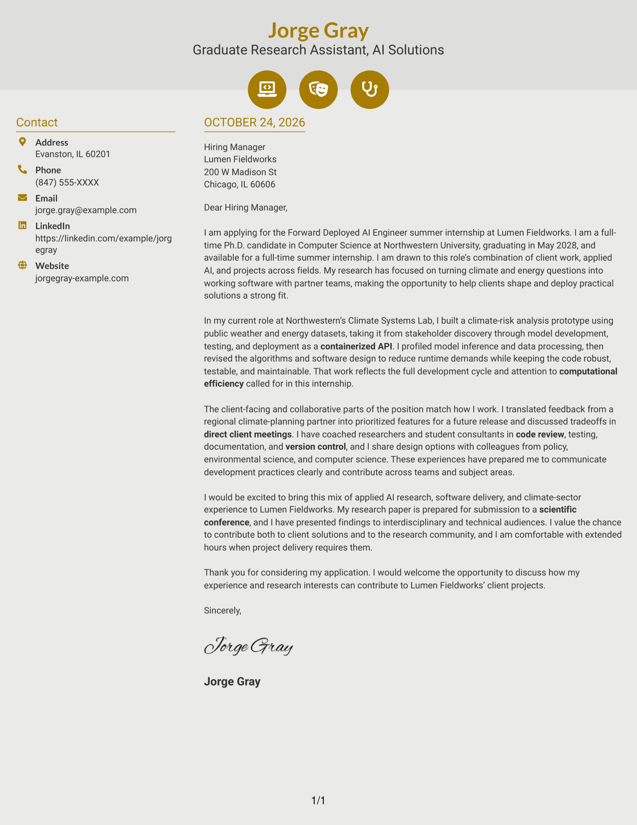 Cover letter example — page 1
