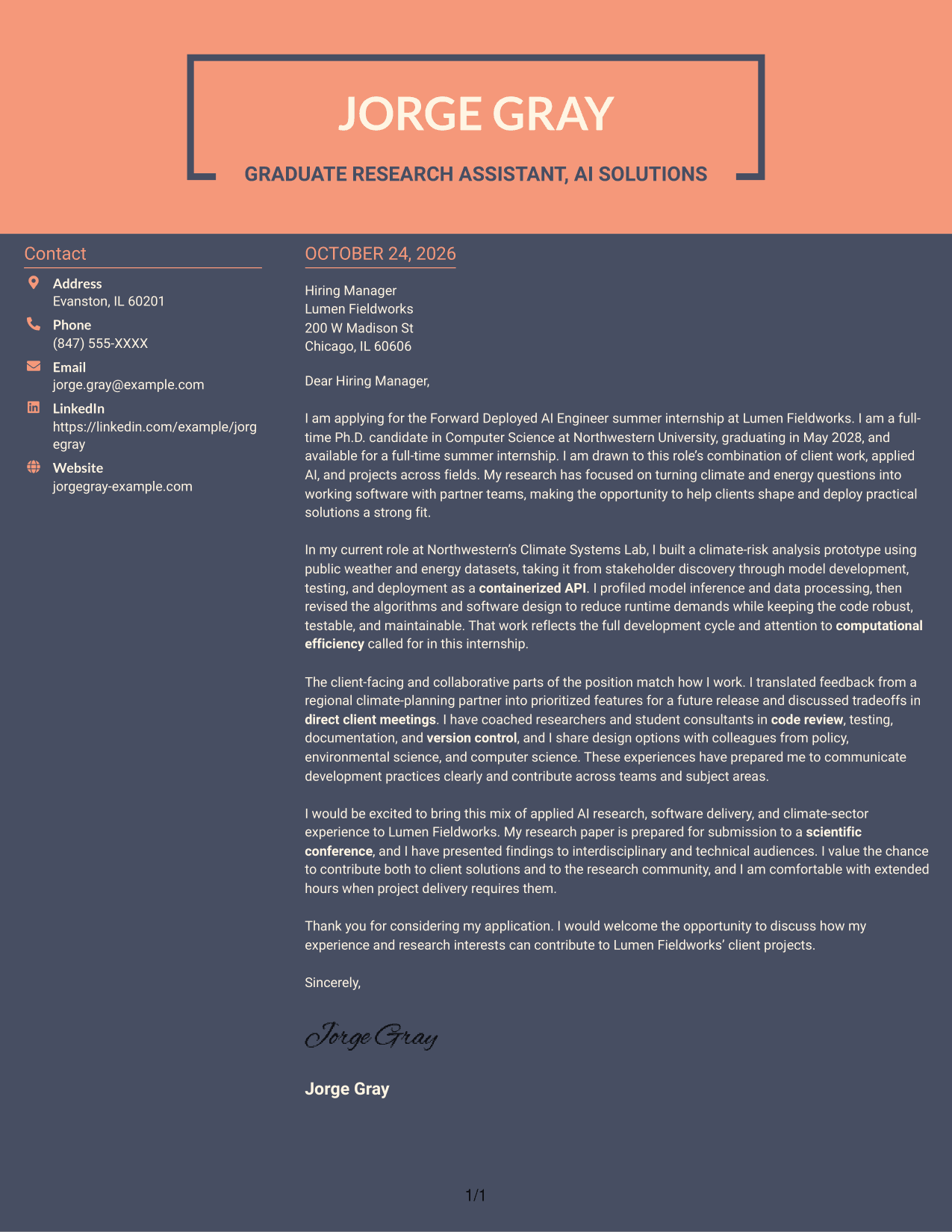Cover letter example — page 1