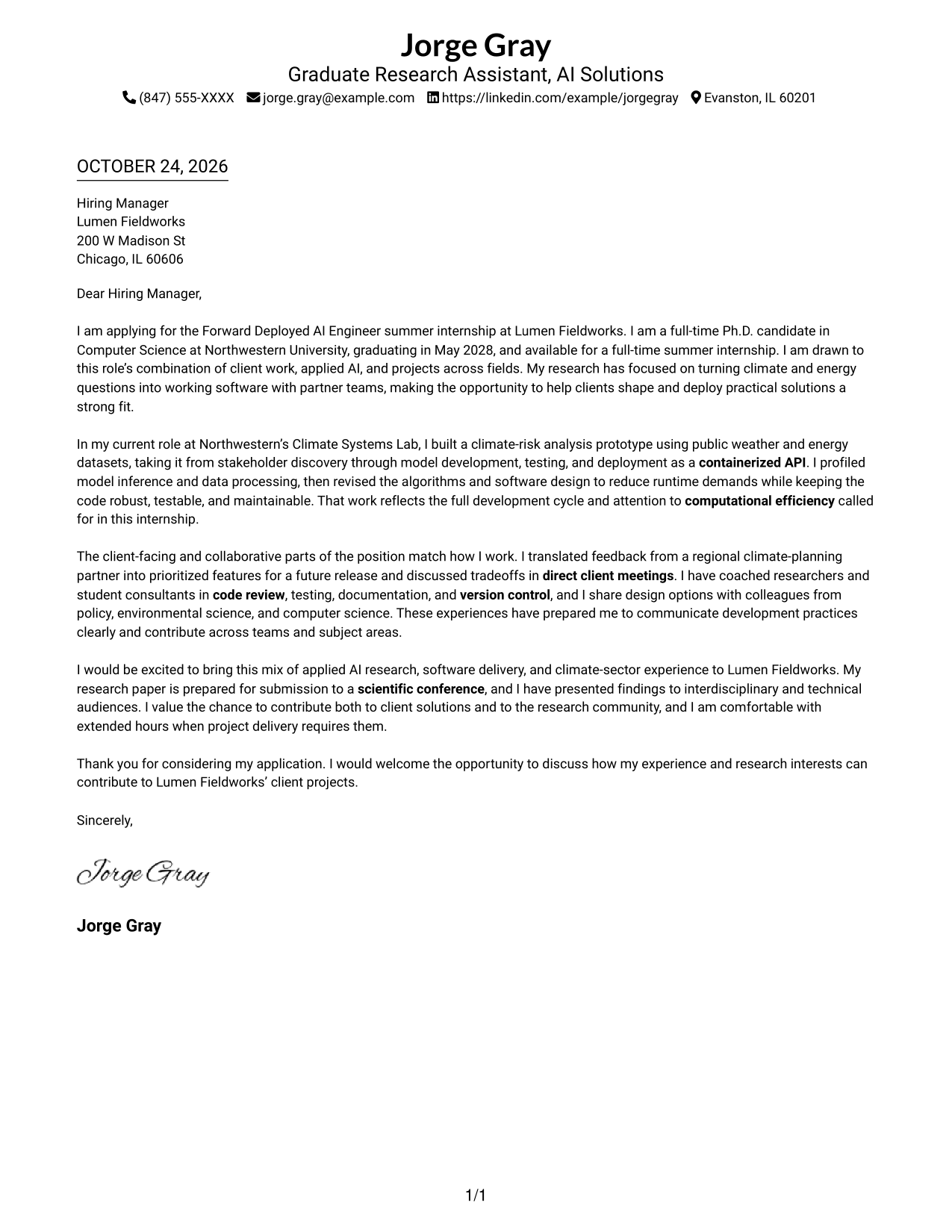 Cover letter example — page 1