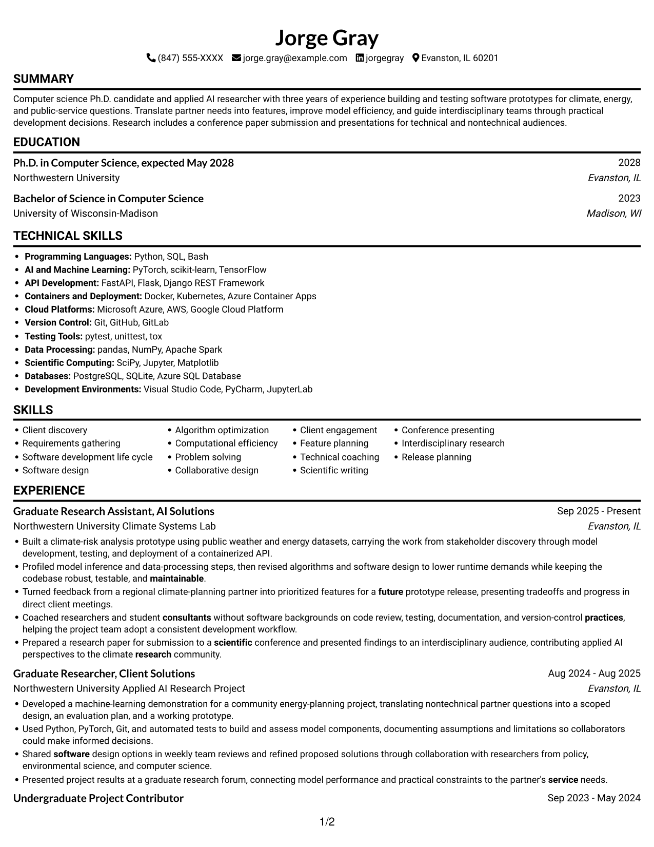 Resume example — page 1