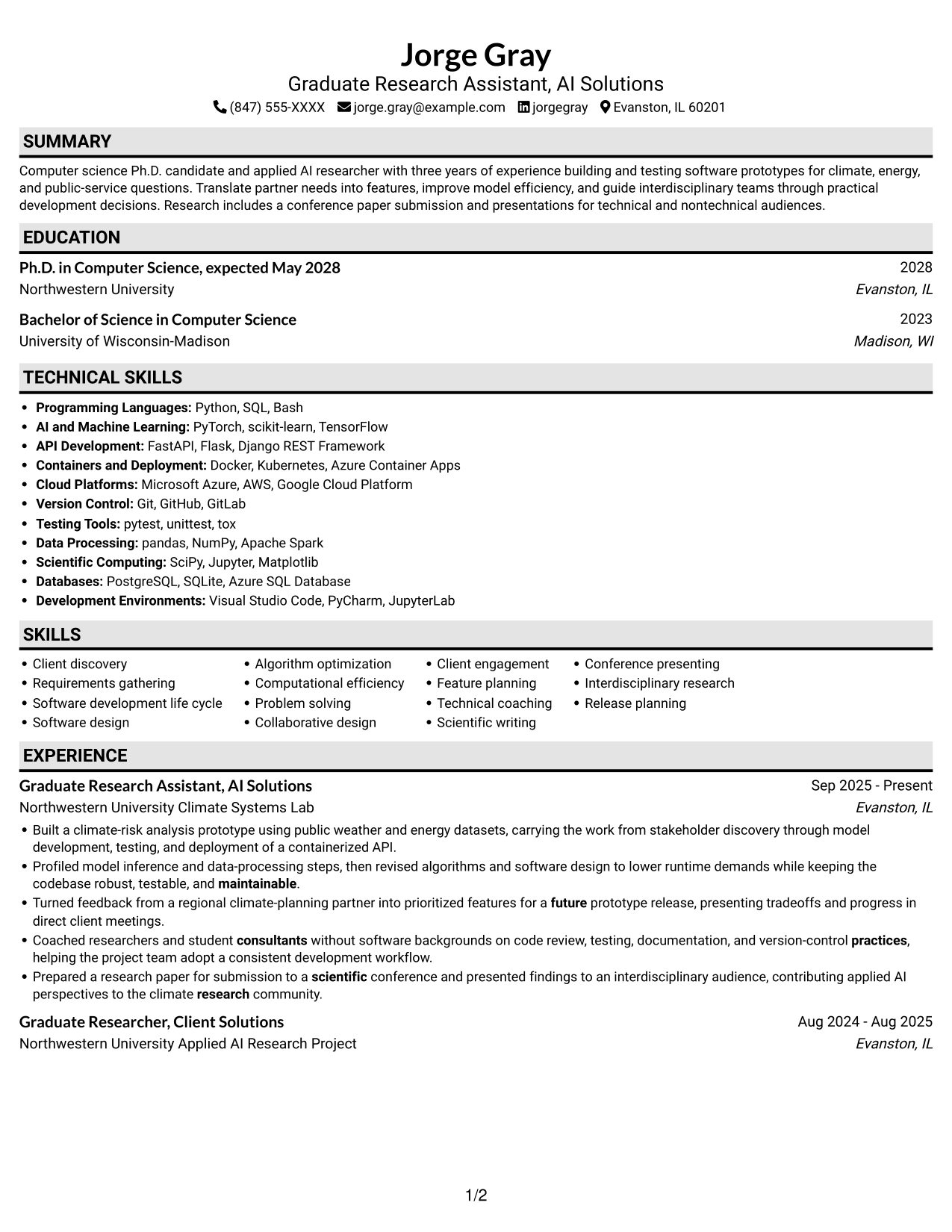 Resume example — page 1