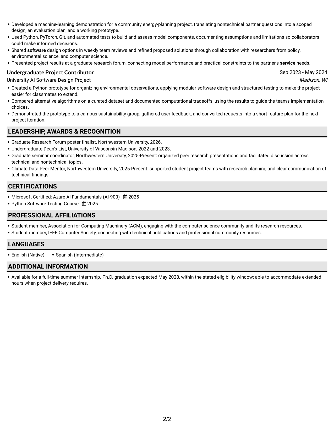 Resume example — page 2