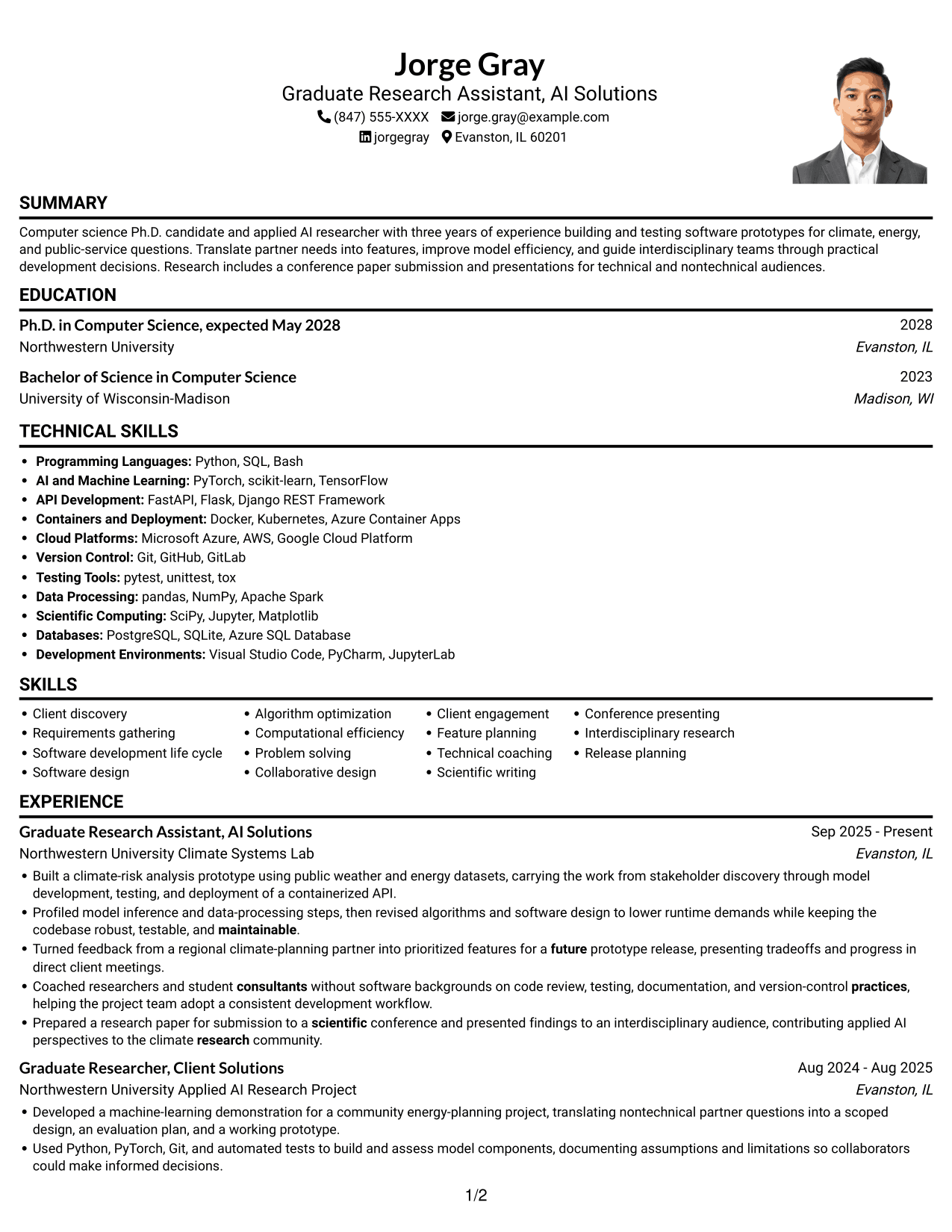 Resume example — page 1