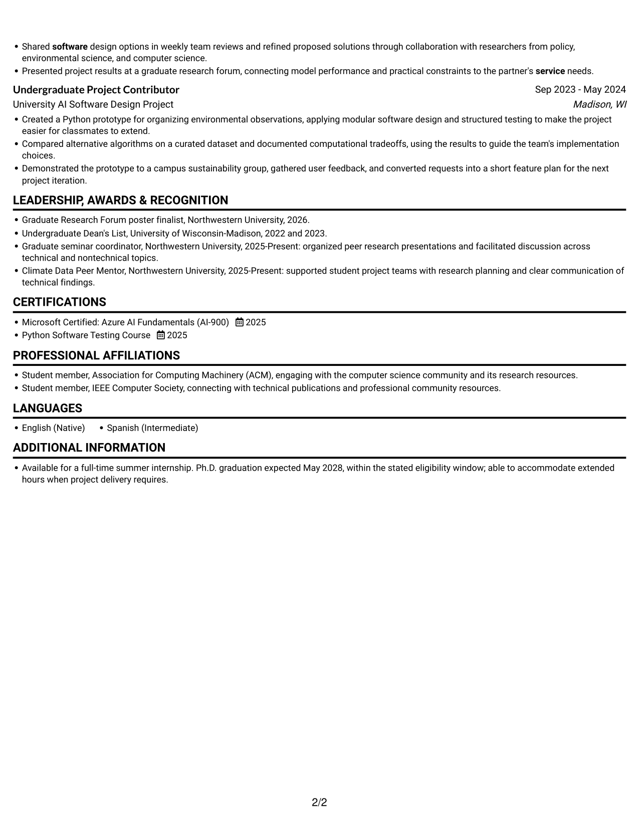Resume example — page 2