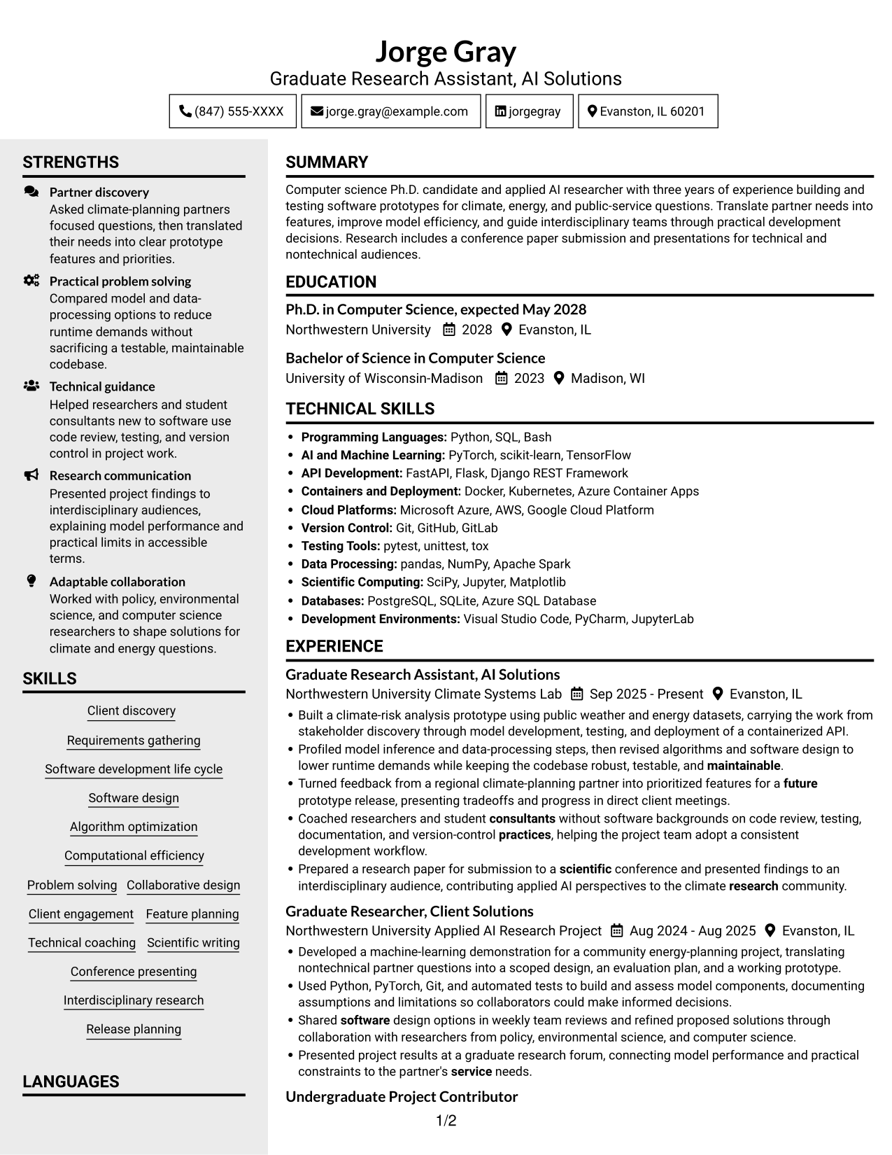 Resume example — page 1