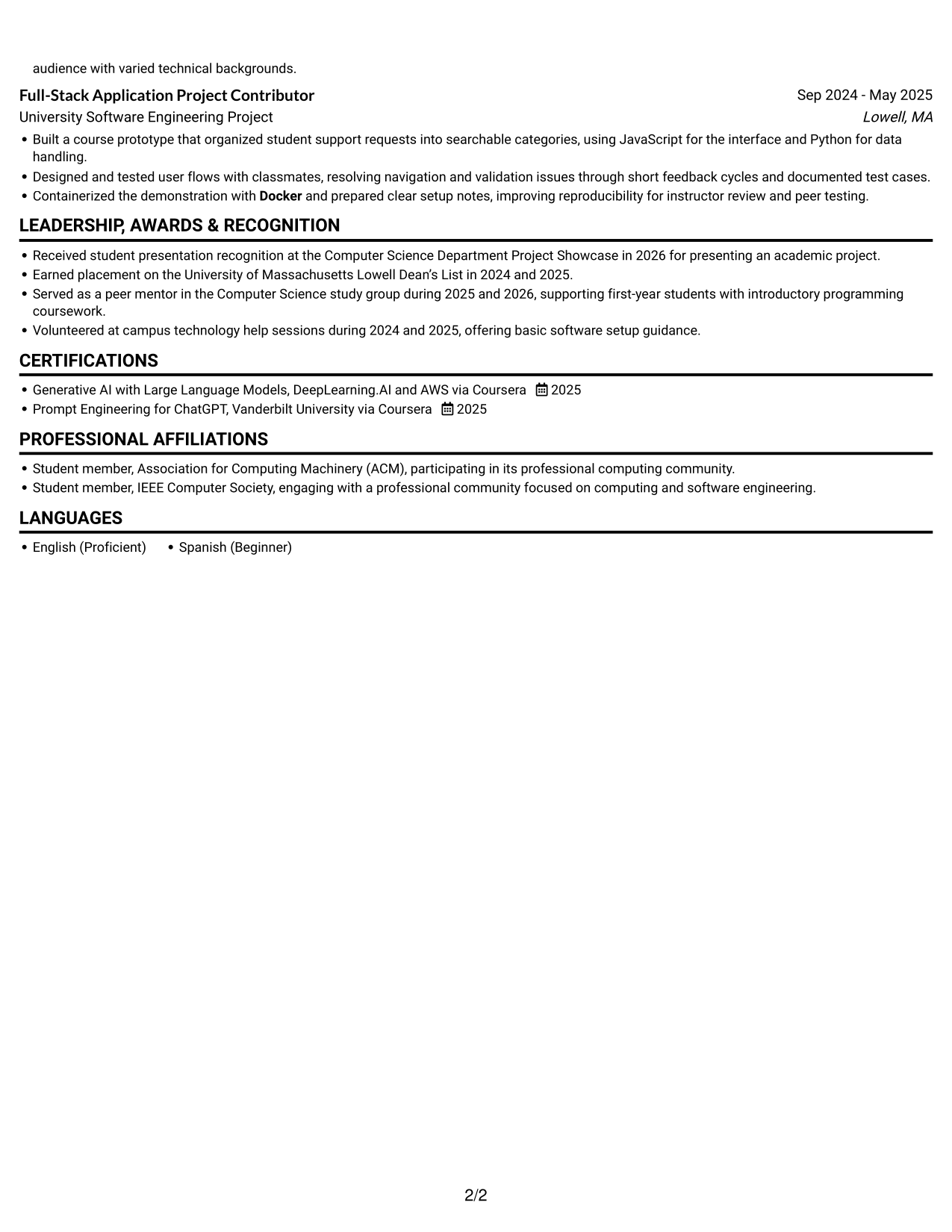 Resume example — page 2