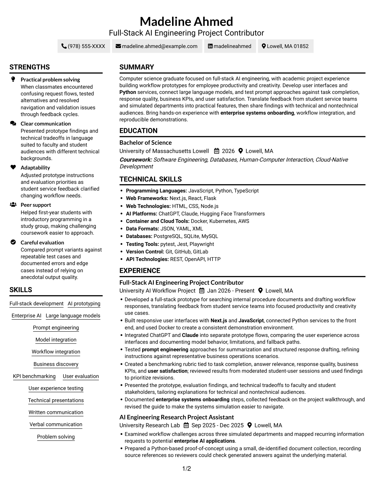 Resume example — page 1