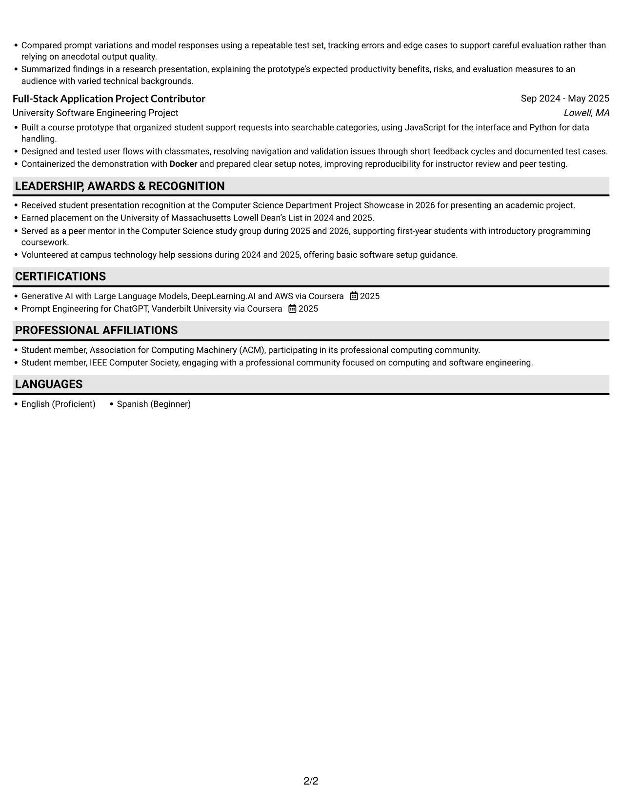 Resume example — page 2