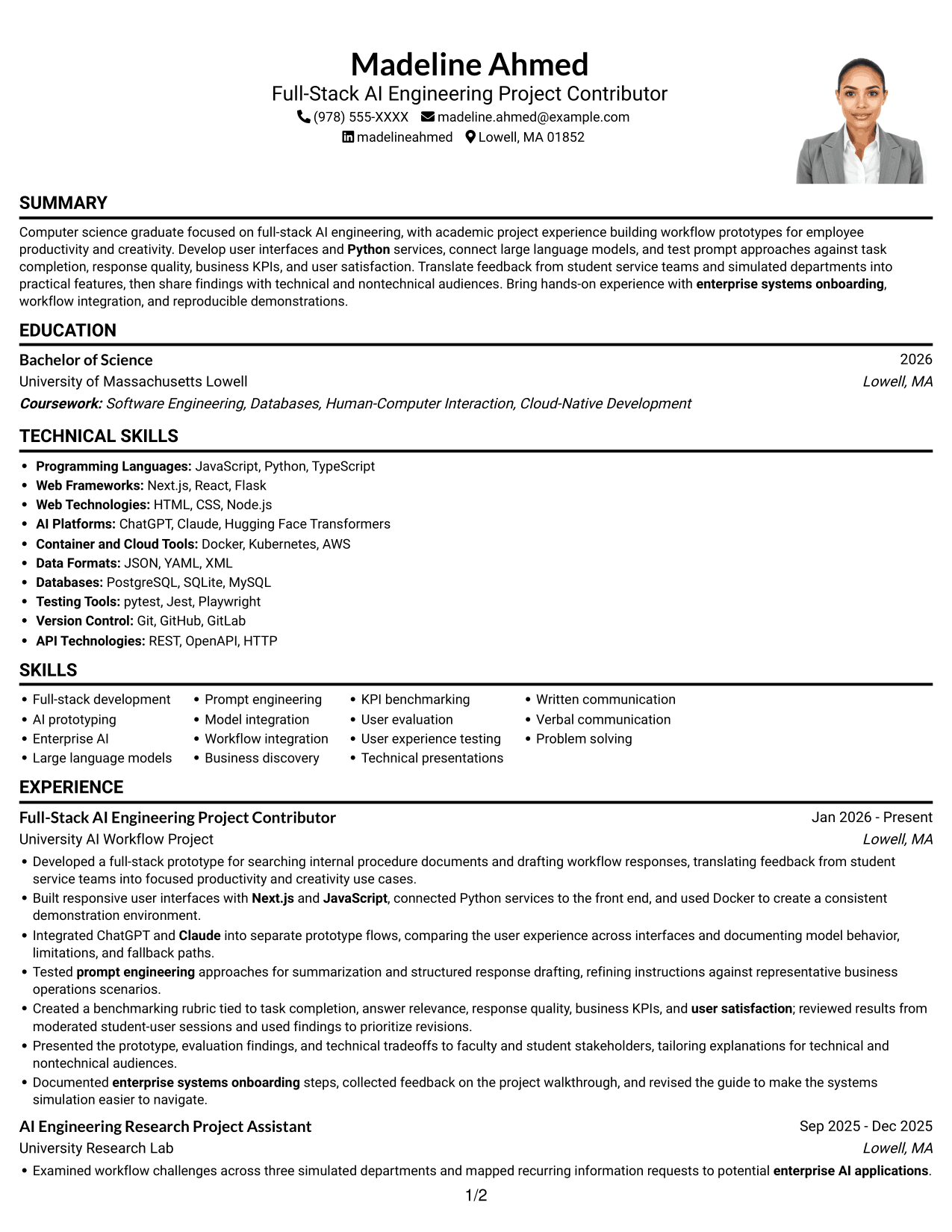 Resume example — page 1
