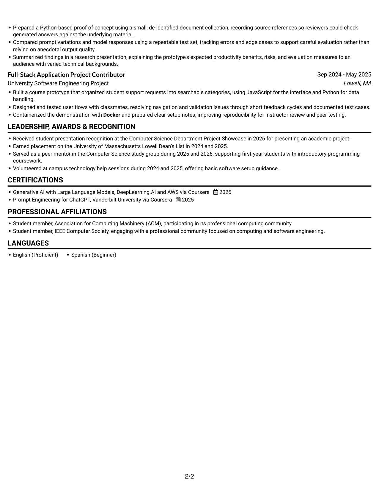 Resume example — page 2