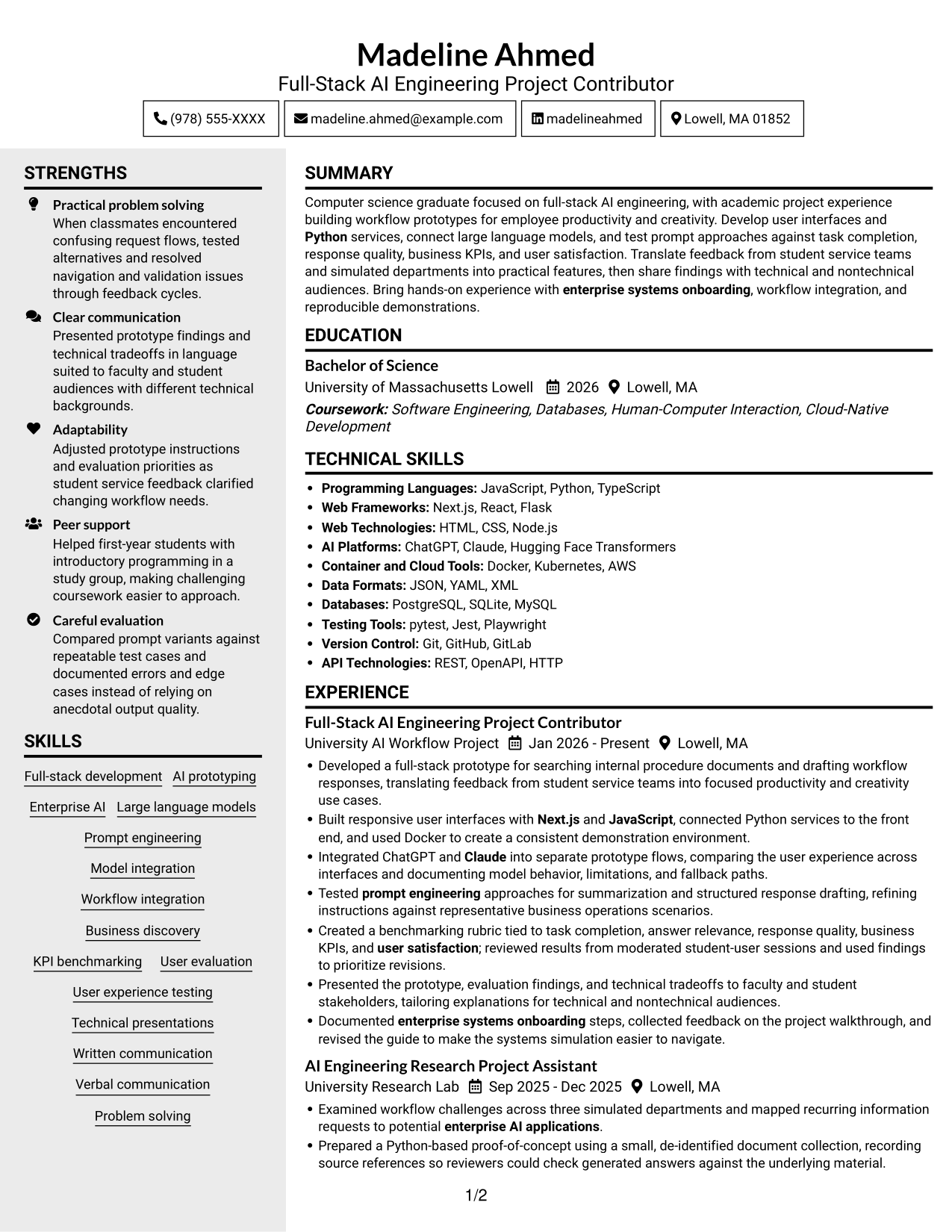 Resume example — page 1