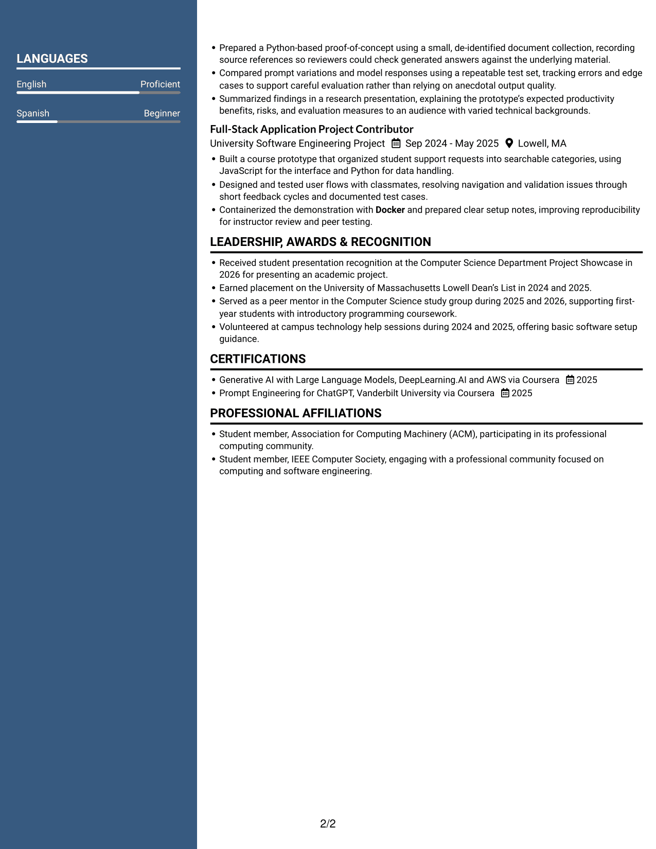 Resume example — page 2