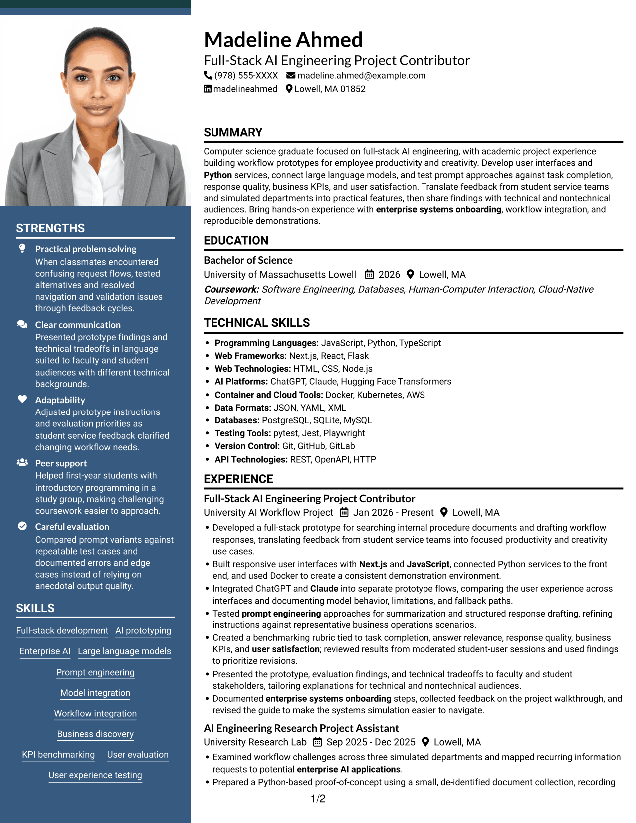 Resume example — page 1