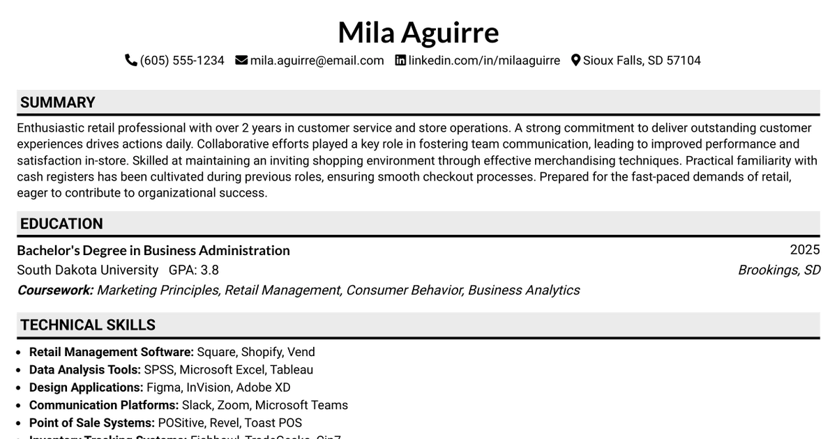 33 Full-Time Store Associate Resume Templates with Example 2026 (ATS-Optimized)
