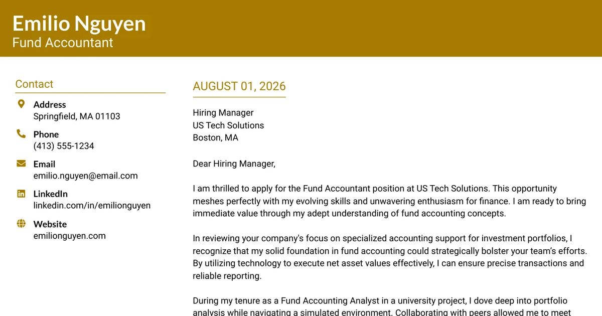 30+ Fund Accountant Cover Letter Templates with Example 2026