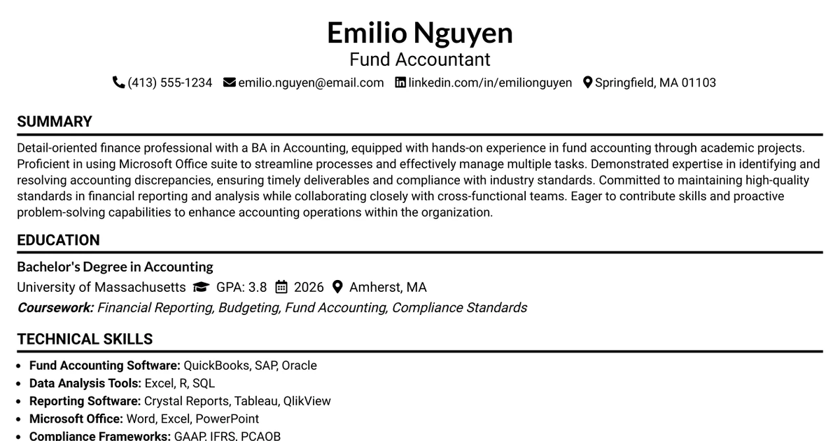 33 Fund Accountant Resume Templates with Example 2026 (ATS-Optimized)