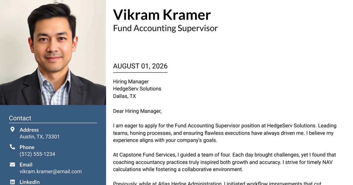 30+ Fund Accounting Supervisor Cover Letter Templates with Example 2026