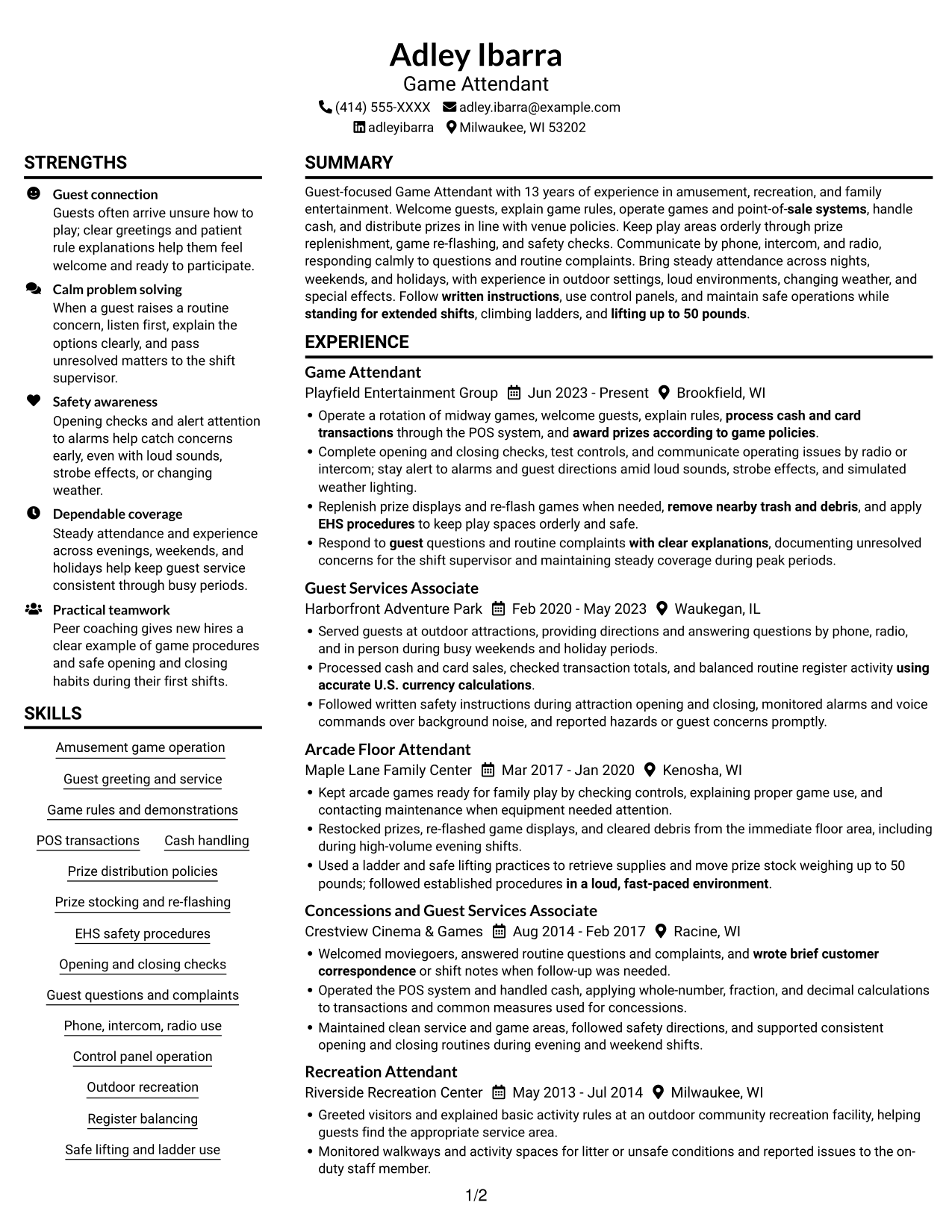 Resume example — page 1