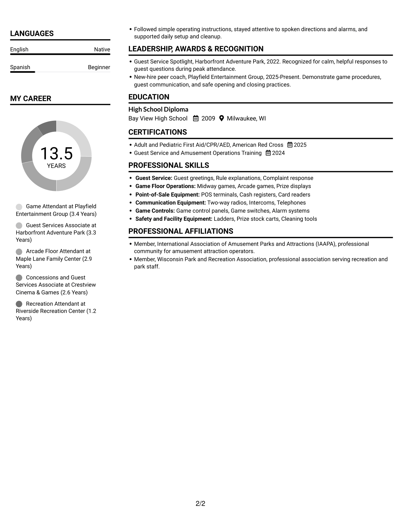 Resume example — page 2