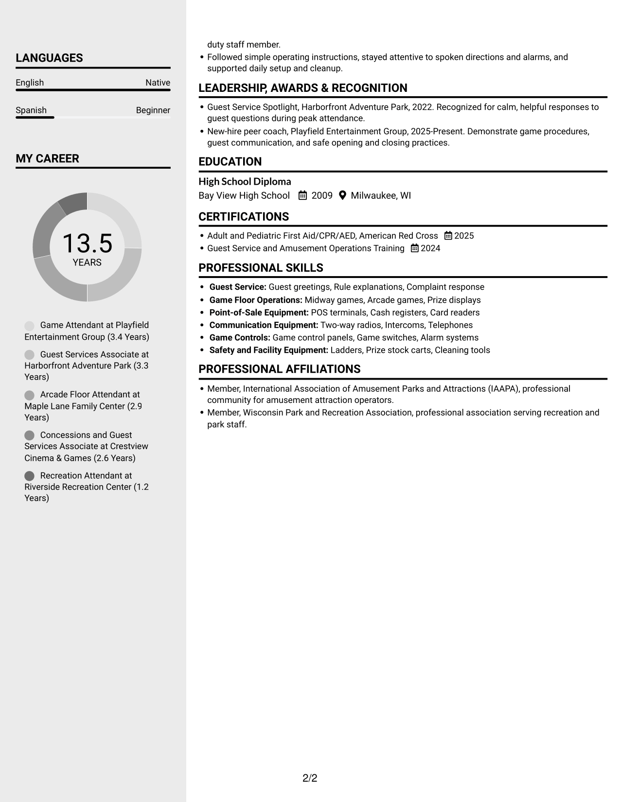 Resume example — page 2