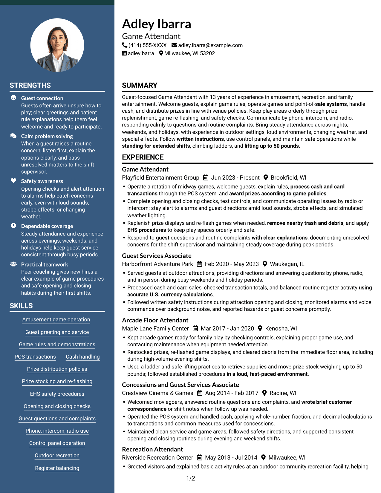 Resume example — page 1