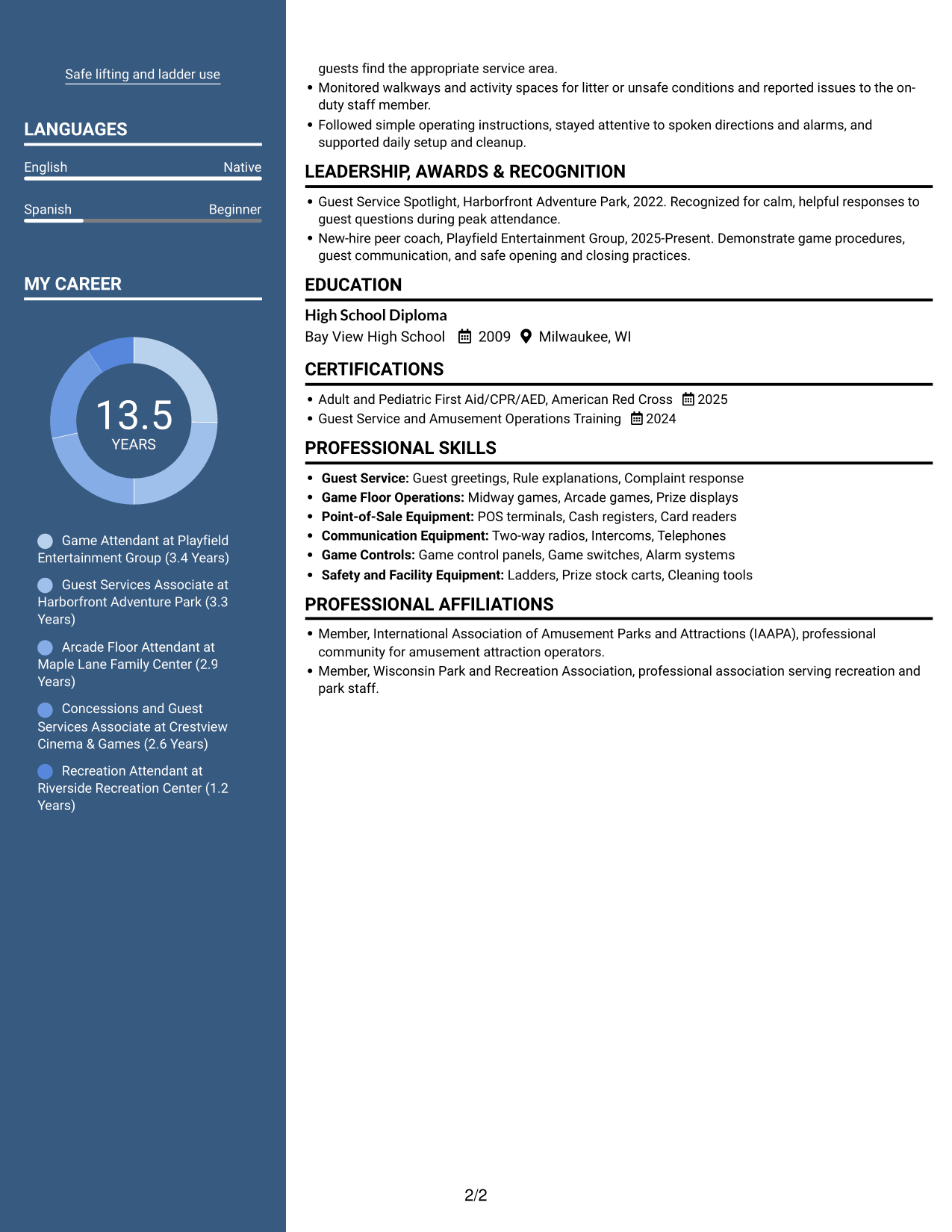 Resume example — page 2