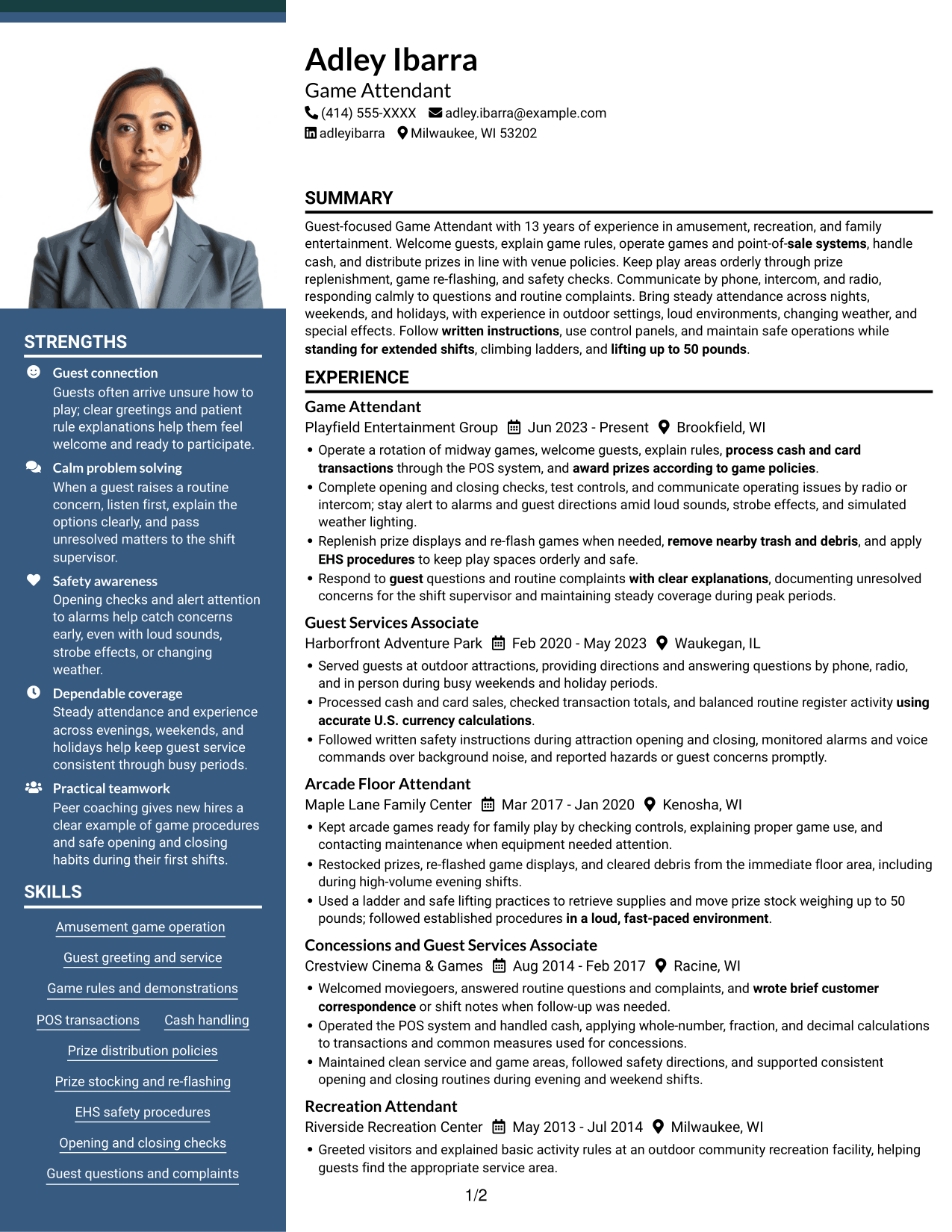 Resume example — page 1