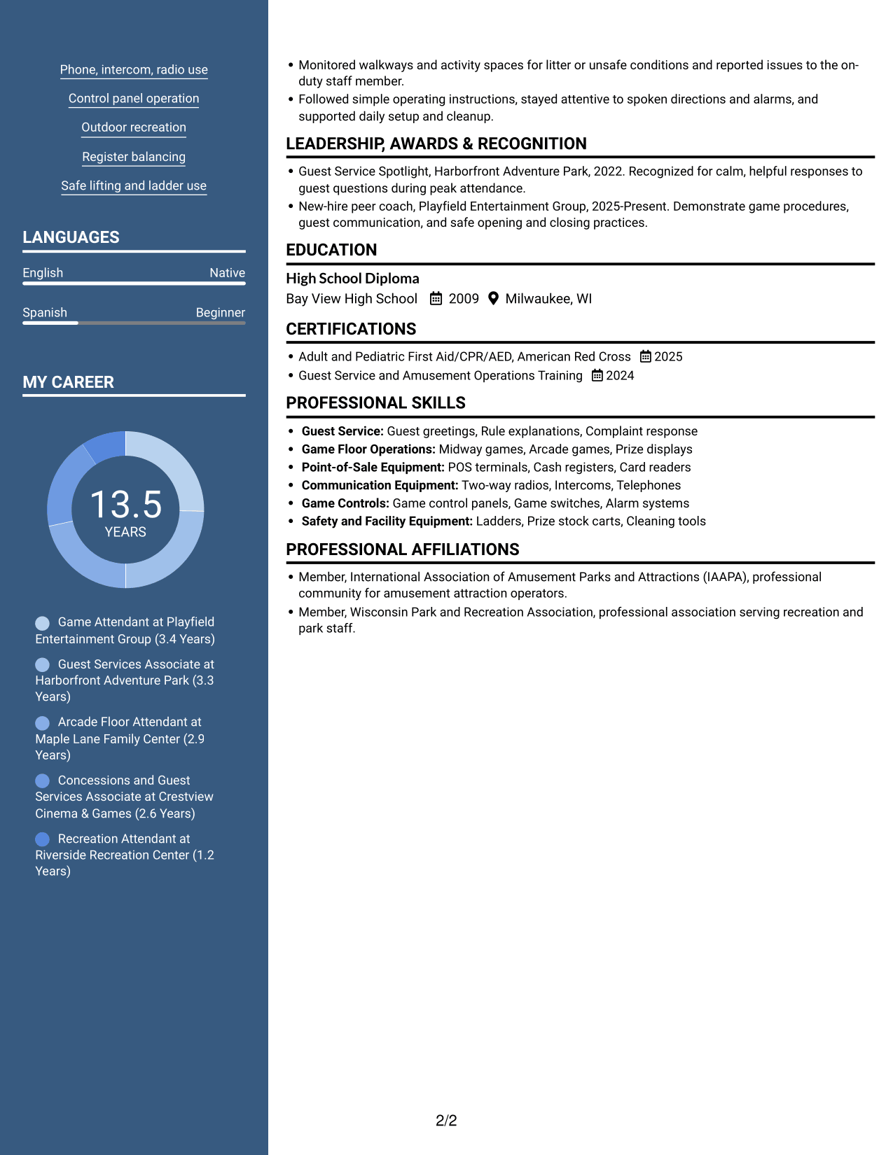 Resume example — page 2