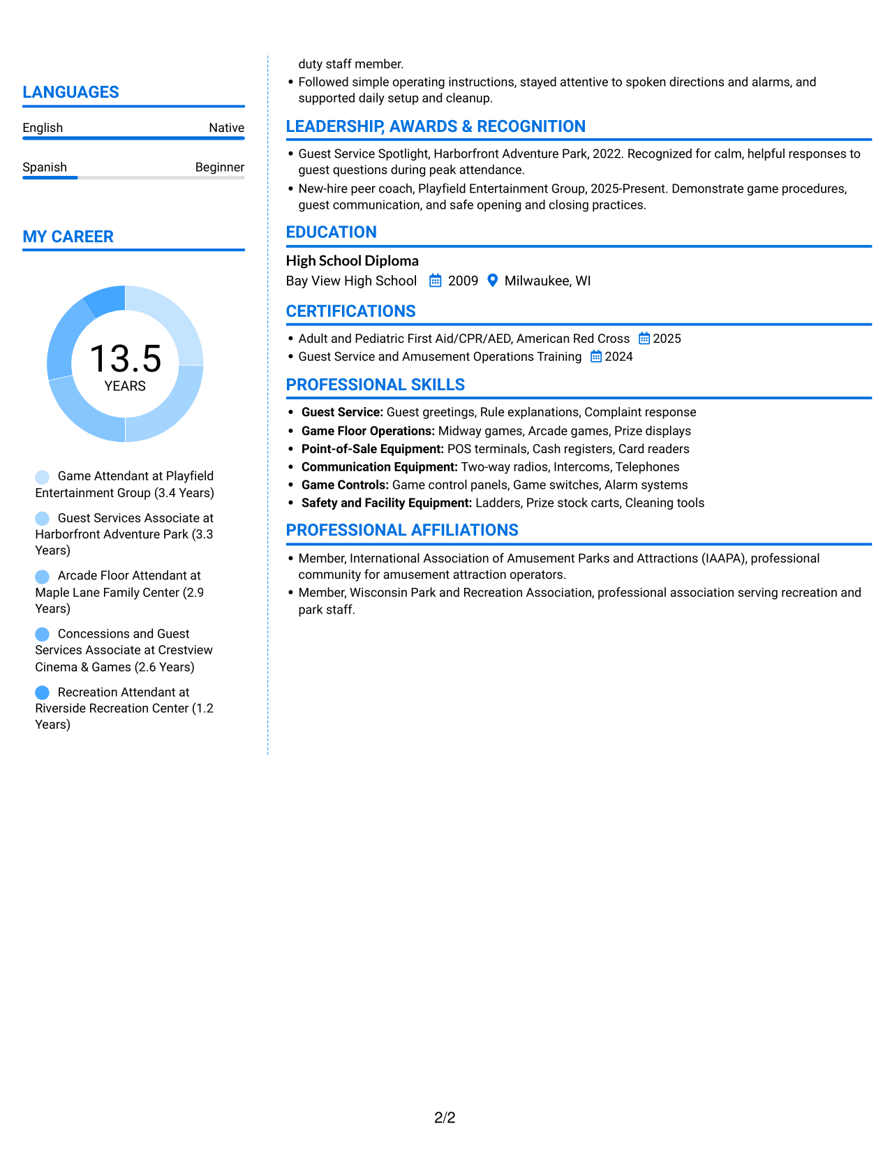 Resume example — page 2