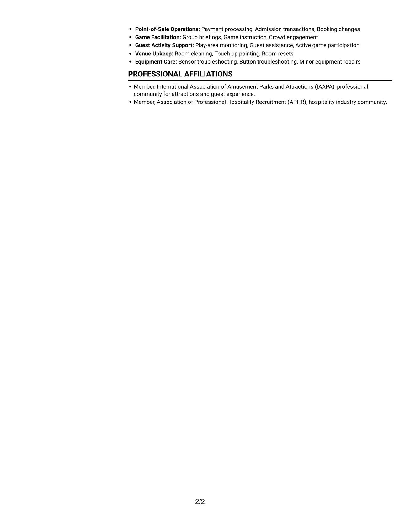 Resume example — page 2