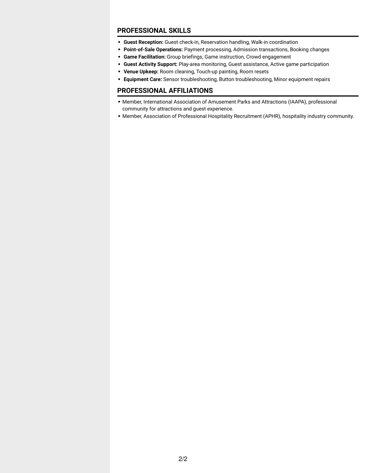 Resume example — page 2