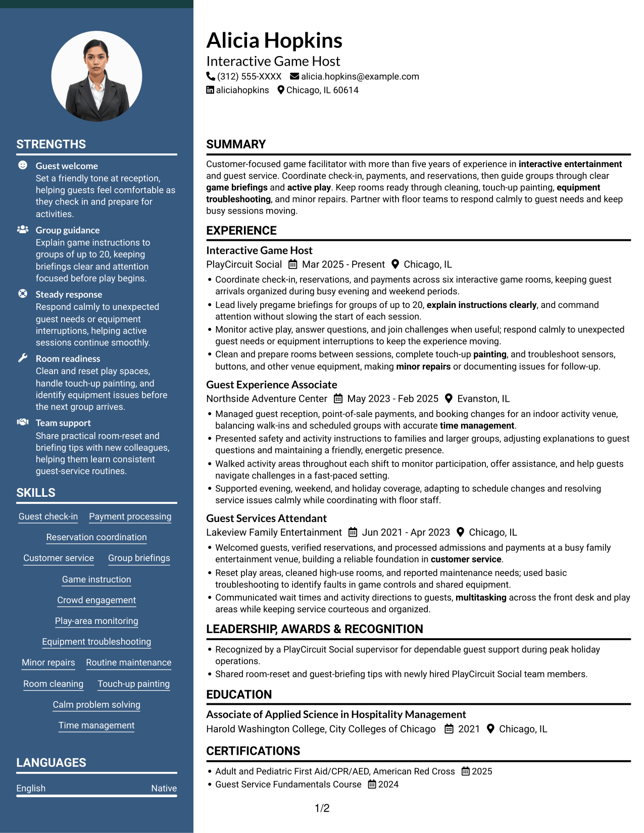 Resume example — page 1