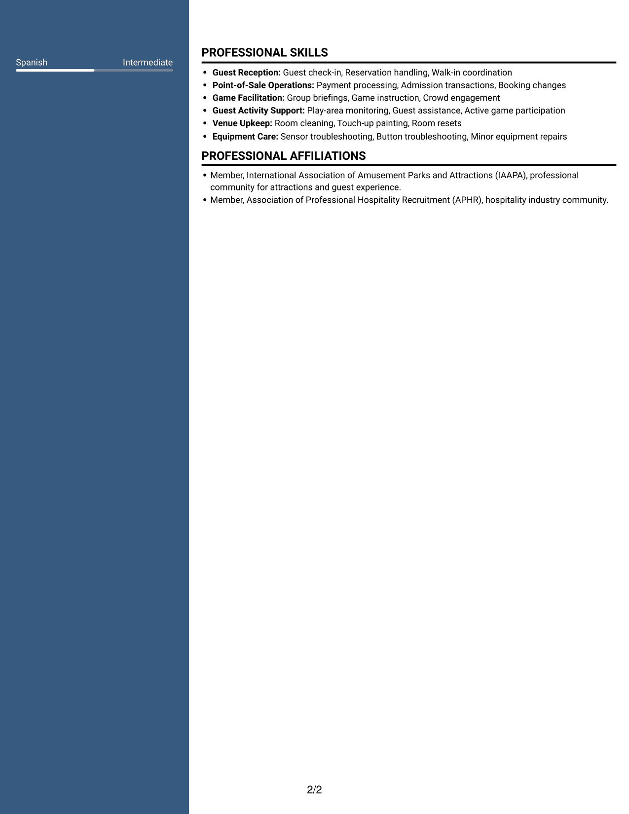 Resume example — page 2
