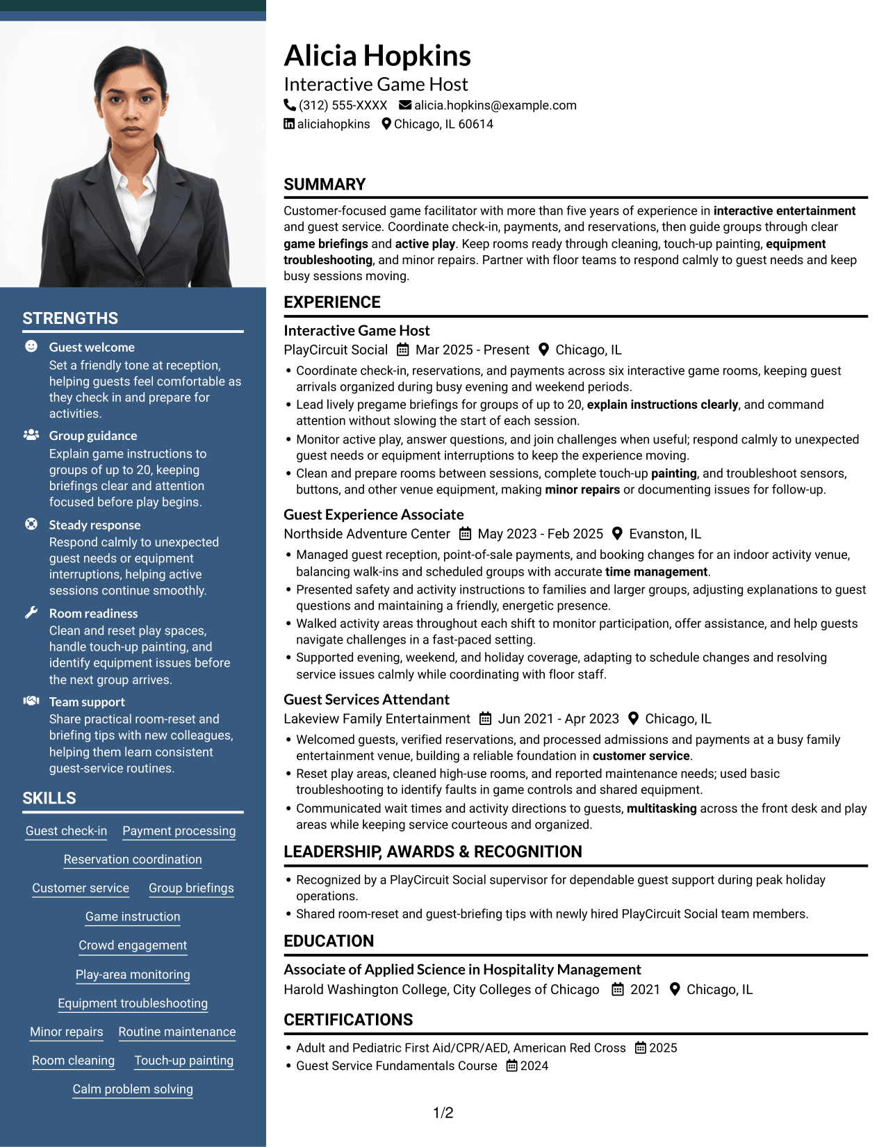 Resume example — page 1