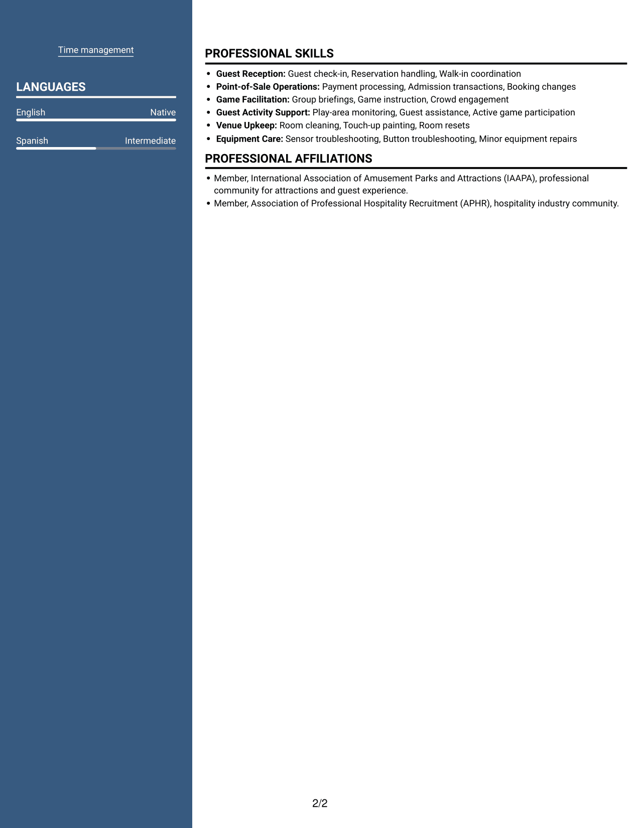 Resume example — page 2