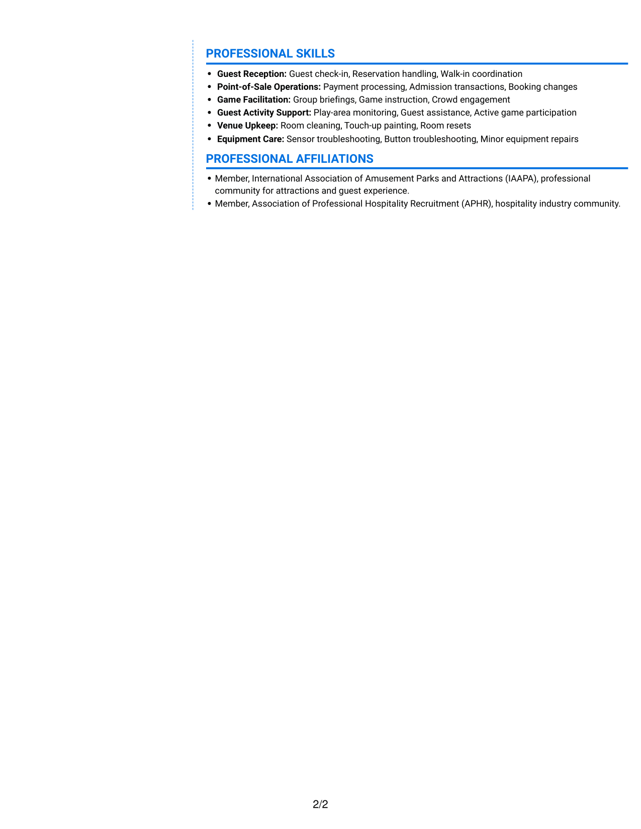 Resume example — page 2