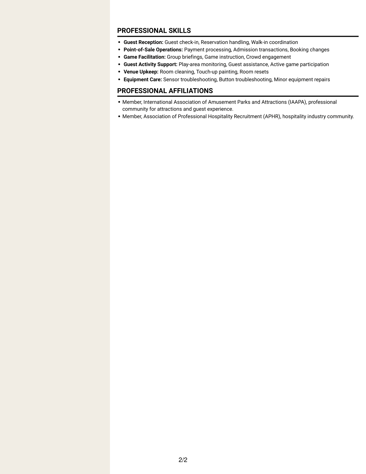 Resume example — page 2