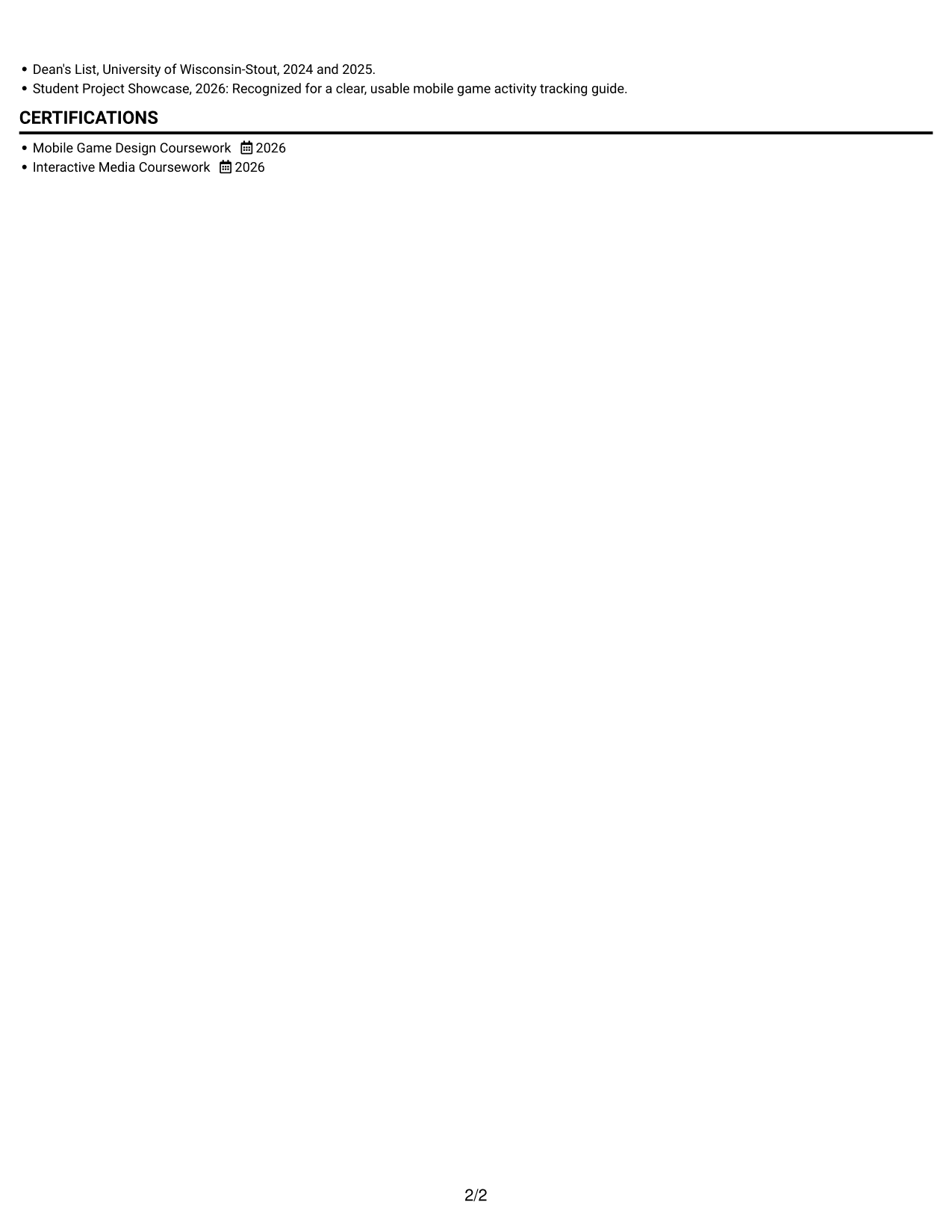 Resume example — page 2