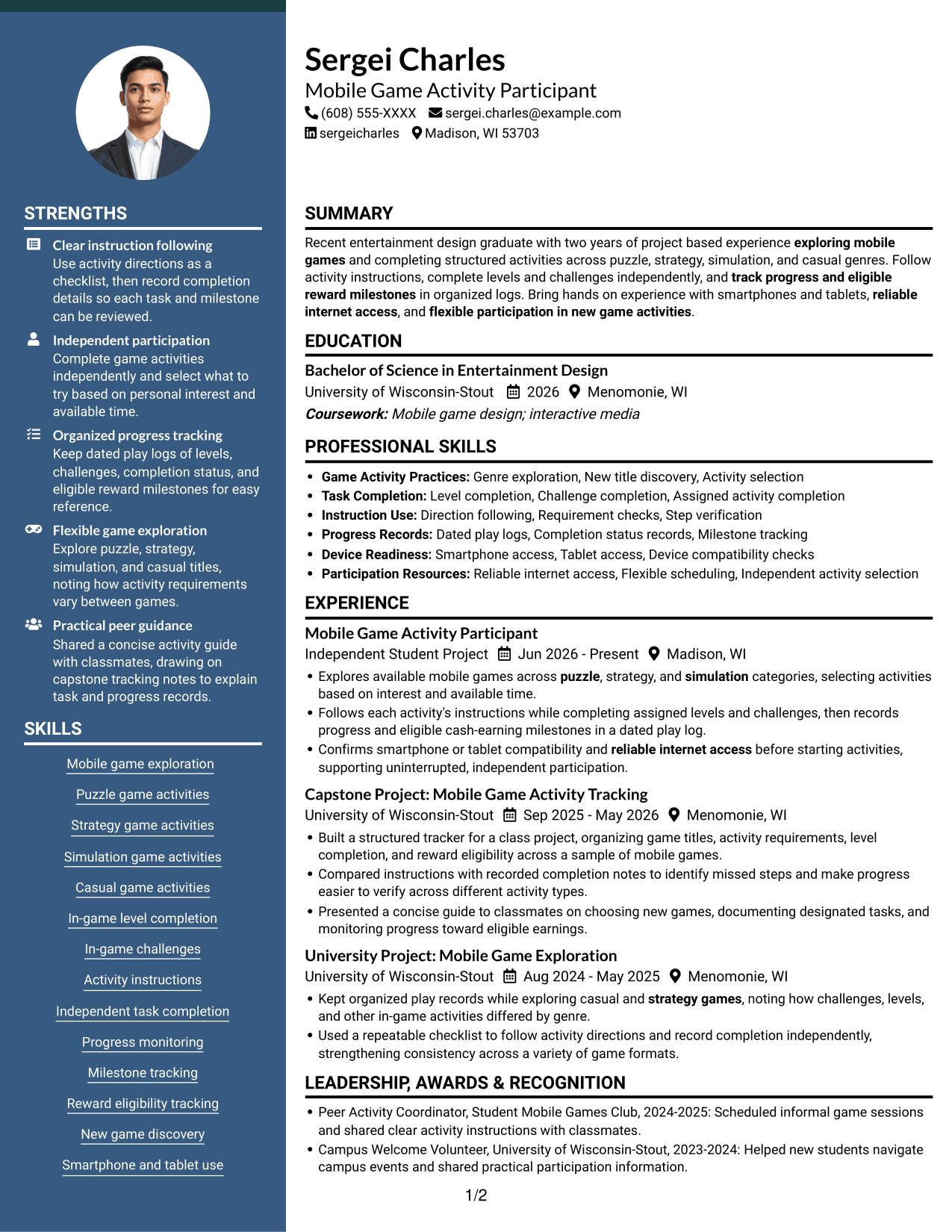 Resume example — page 1