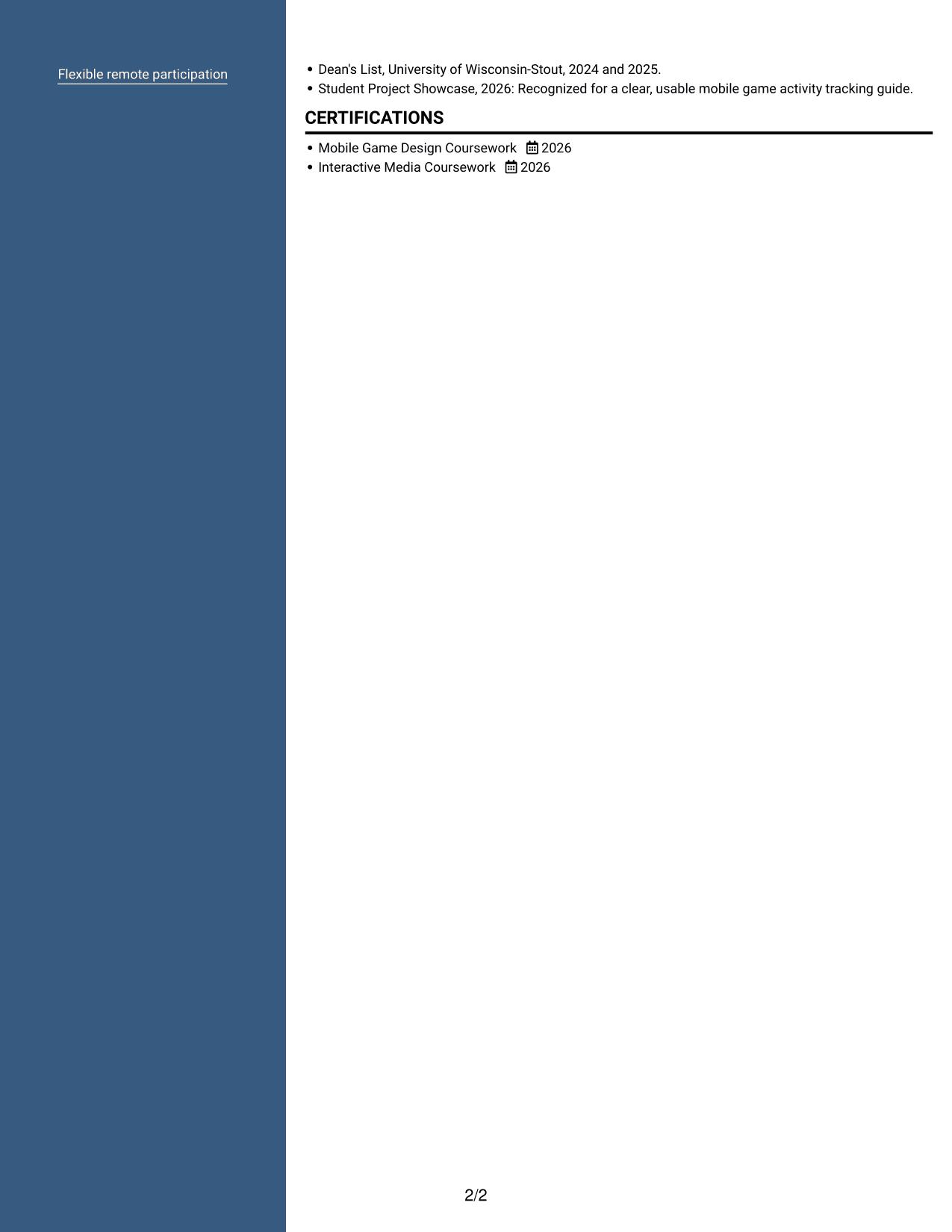 Resume example — page 2